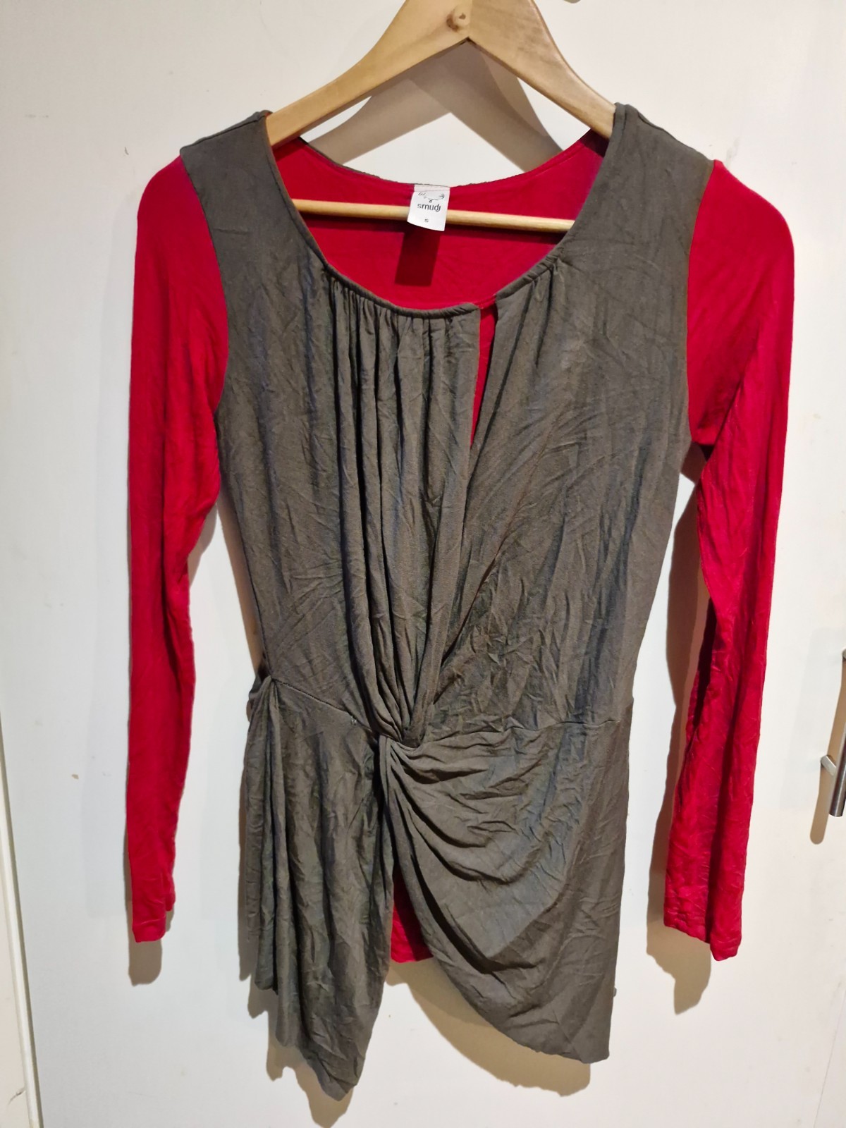 Pro-owned Red Brown Twist Front Stretch Top 95% Viscose 5% Spandex Size S