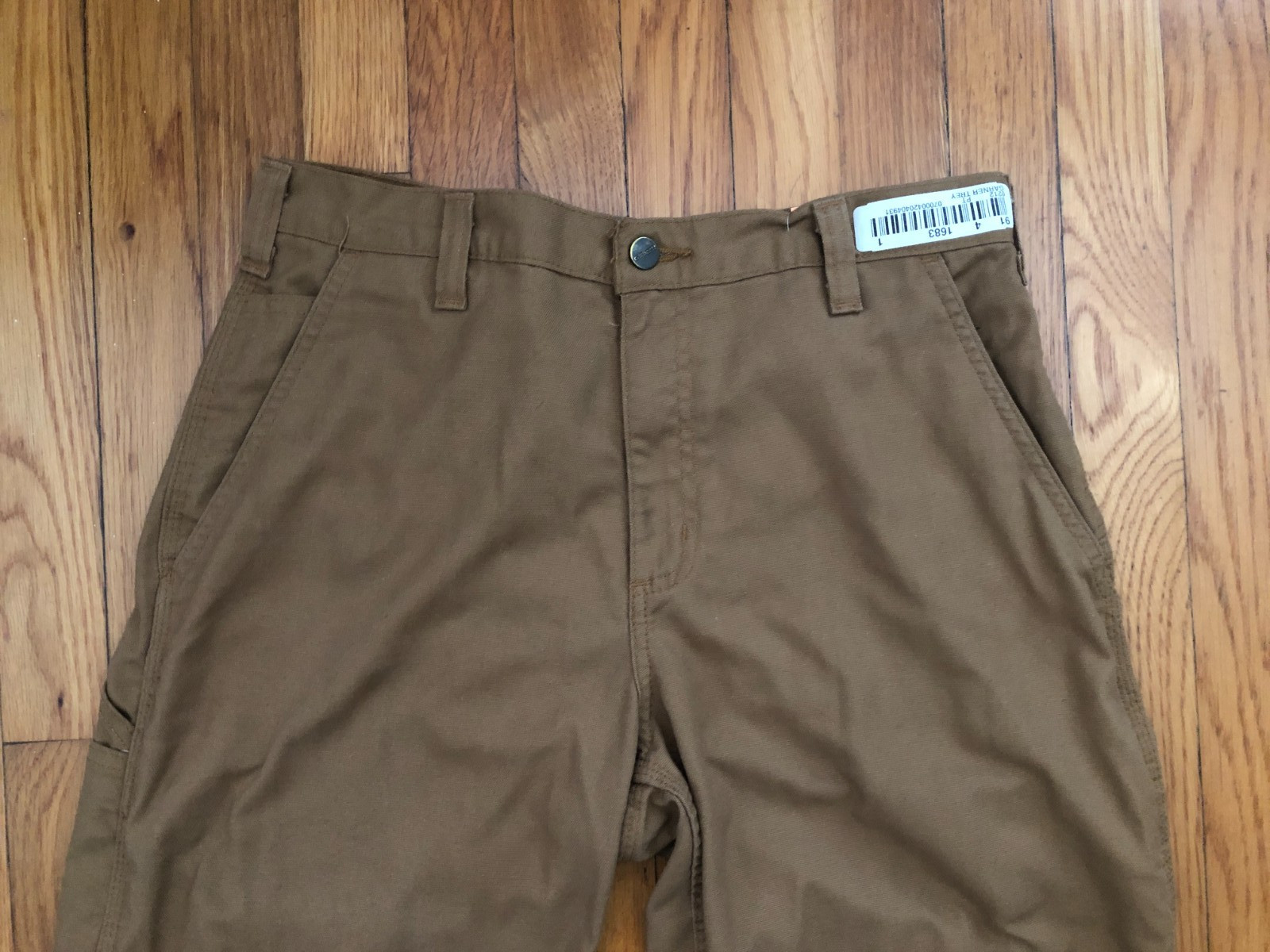 Carhartt Carpenter Brown Dungaree Fit Canvas Work Pants Men Size 32×34