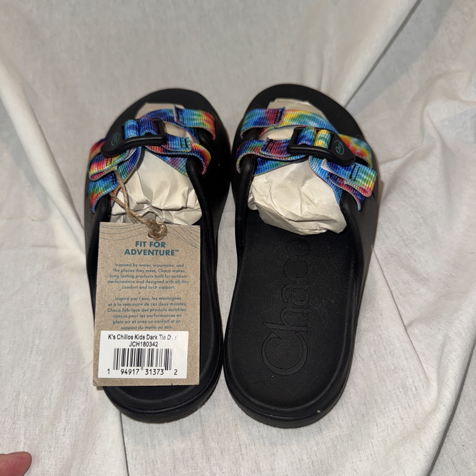 Chaco Chillos Kids Dark Tie Dye Slides Sandals JCH180342 Size 2 NWT