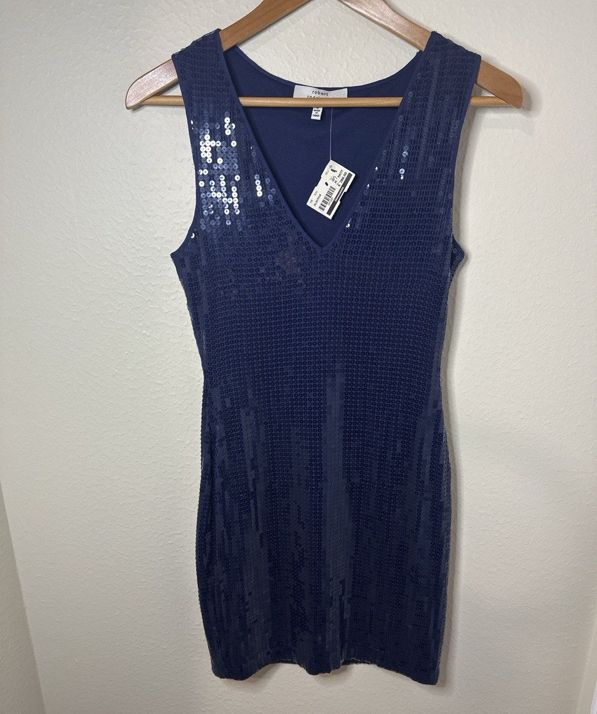 NWT Robert Rodriguez Navy Sequin Sheath Cocktail Party Dress Size M $289 MSRP