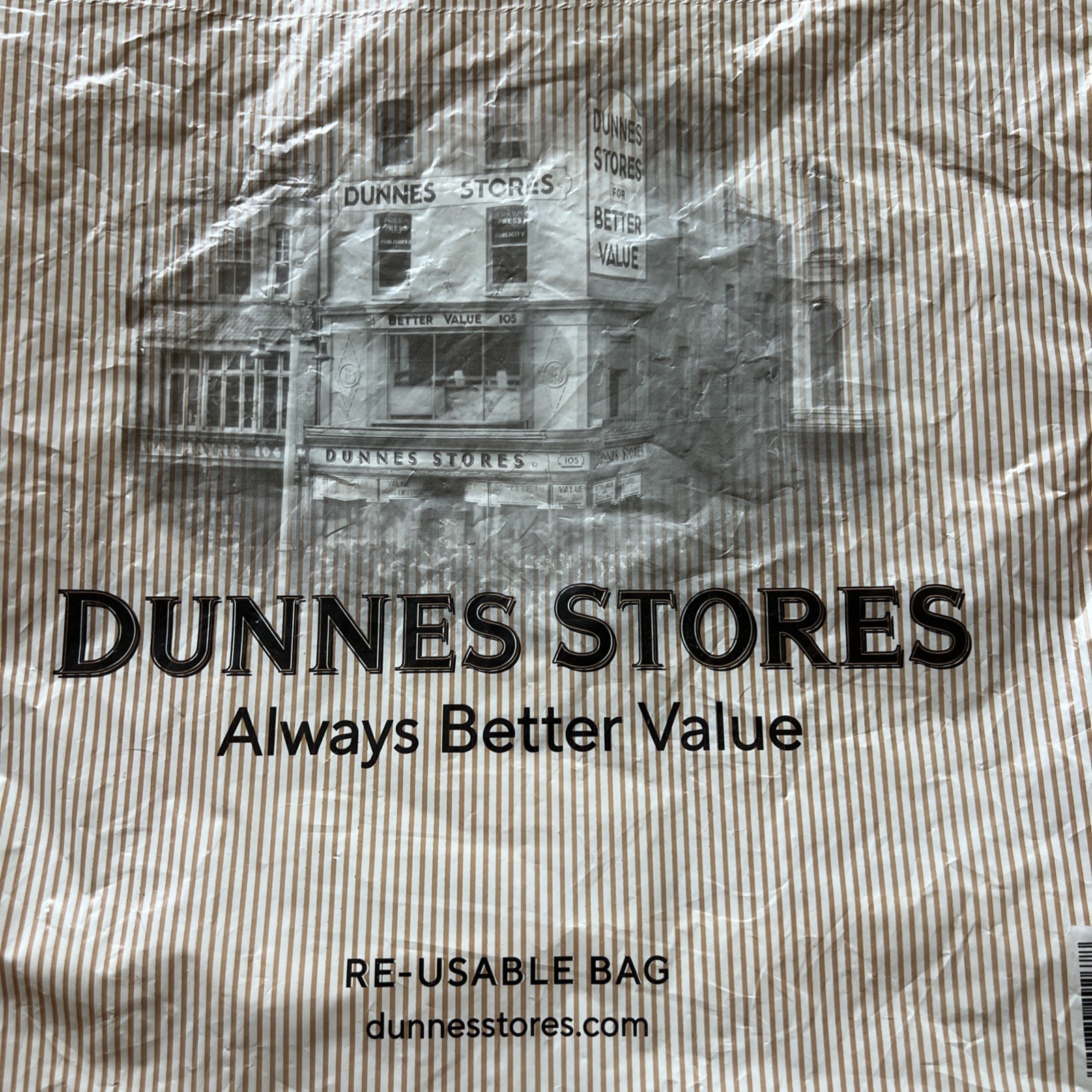 Dunnes Stores Dublin Ireland Re Usable plastic shopping tote bag 16×16.5″