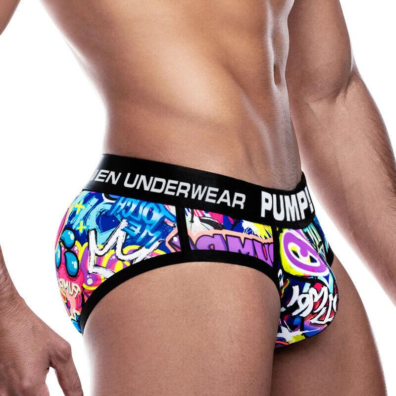 PUMP Men Sexy Printing Low Waist Briefs Bikini Underwear Underpants Jockstrap