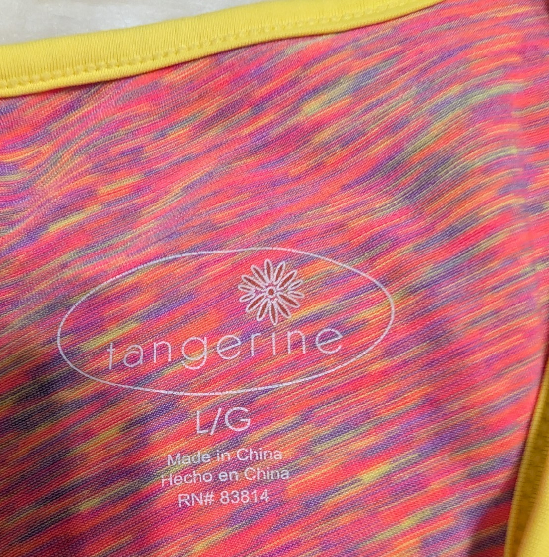 Tangerine Top Women Large Rainbow Peach Yellow Racerback Active Tank Workout