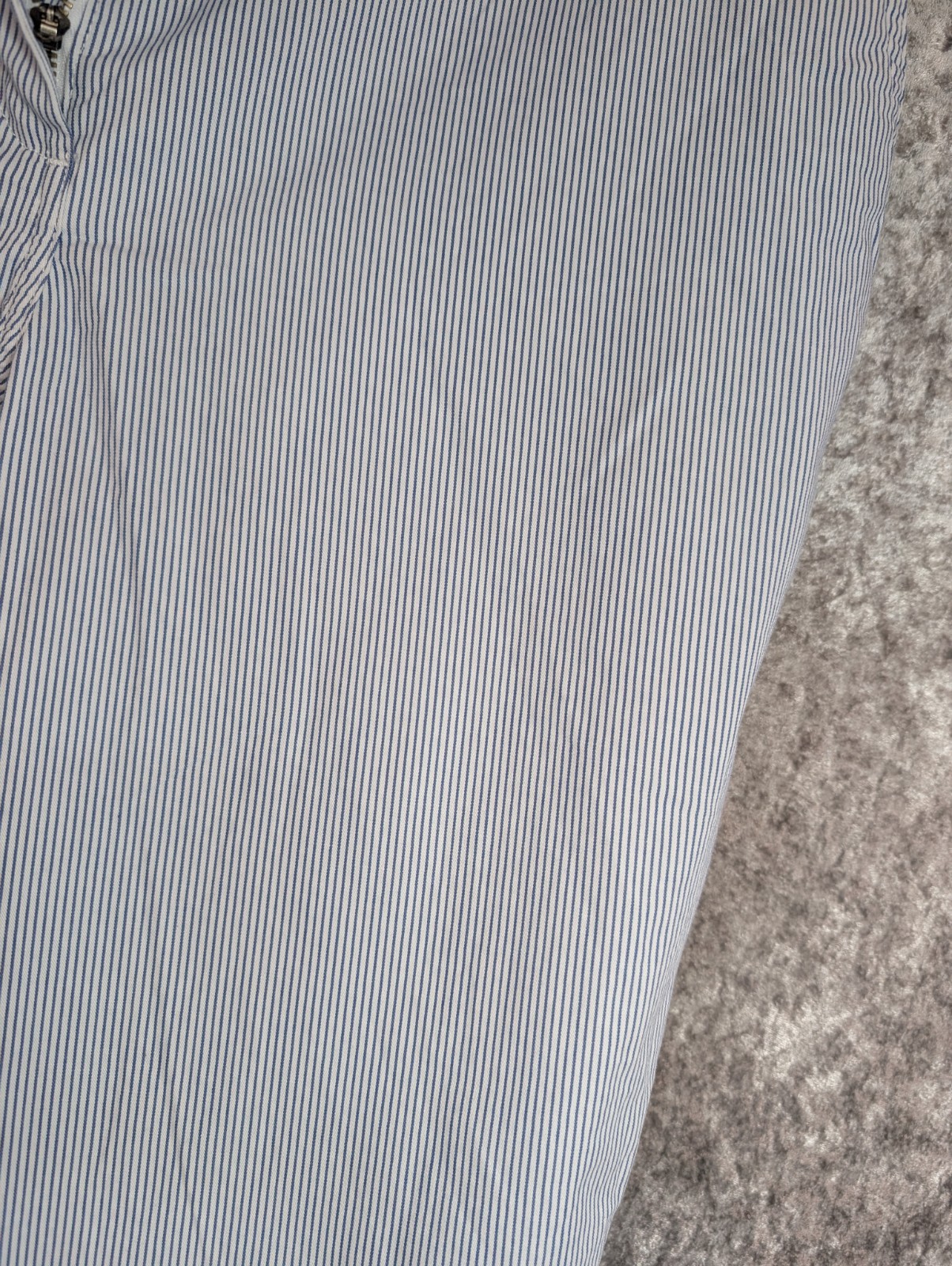 Marks & Spencer Blue & White Striped Tapered Cotton Summer Chino Trousers UK 12