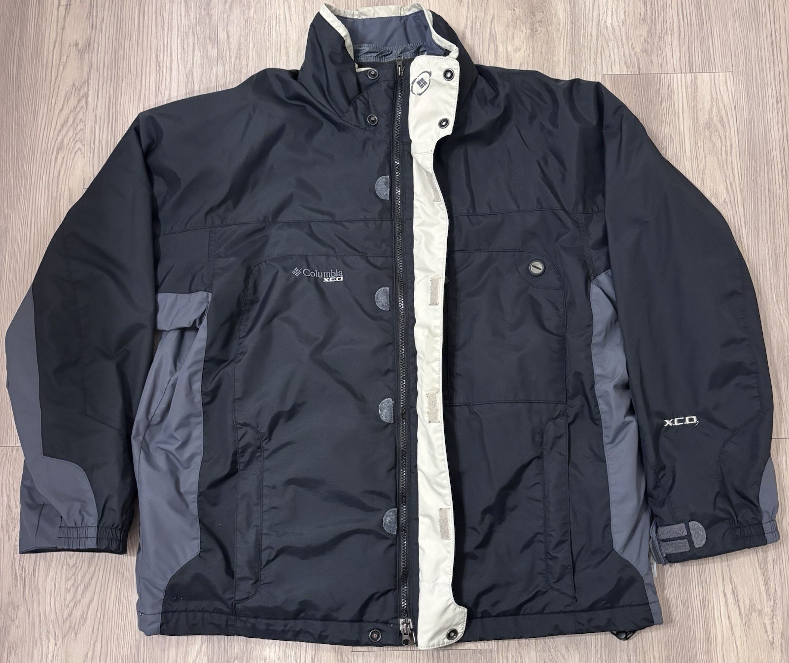 Columbia Jacket Mens L Black Full Zip 2in1 Shell With Detachable Liner