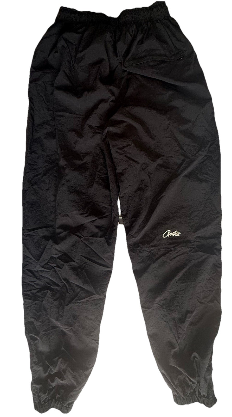 corteiz track pants men’s medium black Y2K japan style alcatraz zip streetwear