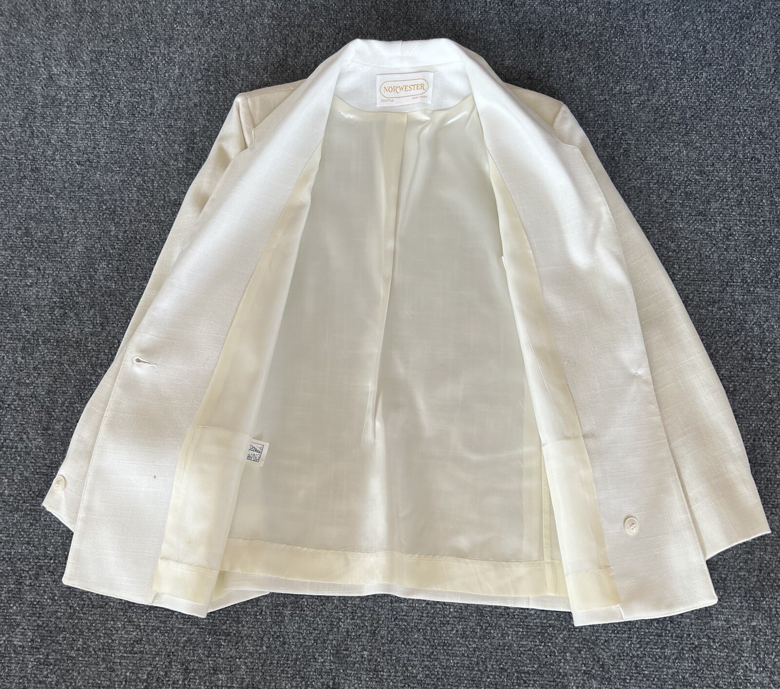 Norwester Womens VTG Blazer Cream White One Button Rayon Blend Lightweight 11/12