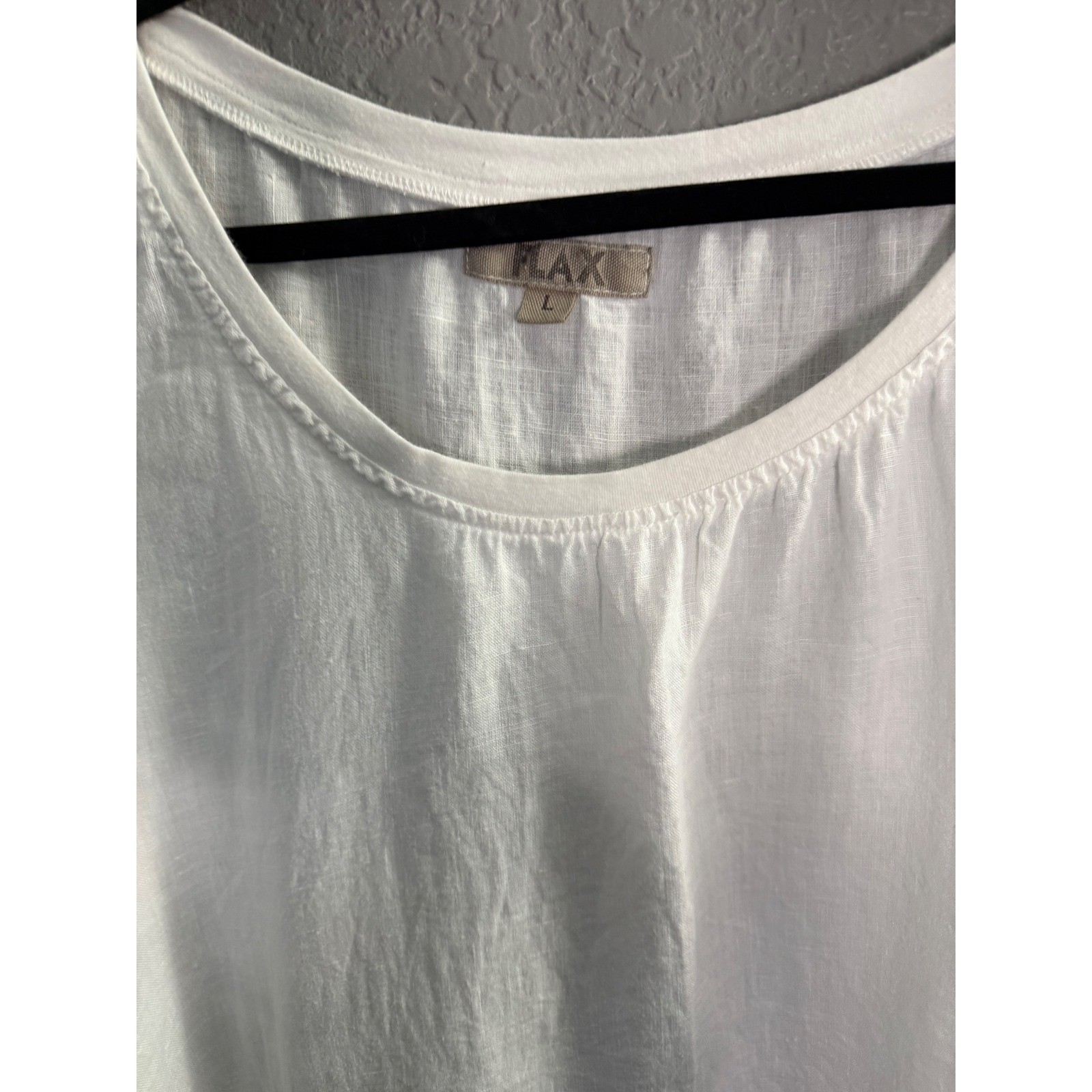 Flax White Boxy Linen Blouse L Pocket Lagenlook White Oversized Summer Beach