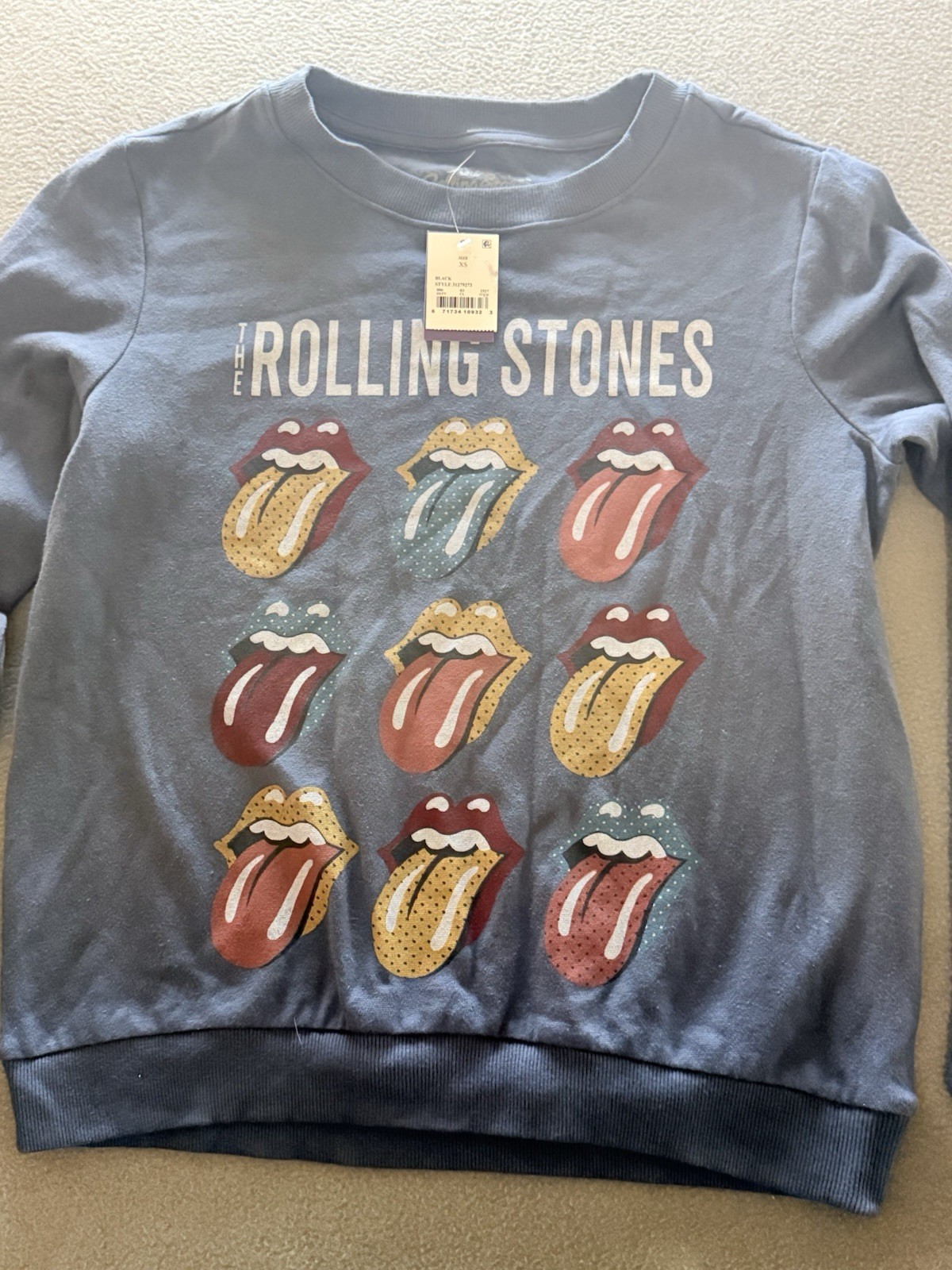 The Rolling Stones Size XS Blue Graphic Crew Neck Sweatshirt Rock Band New