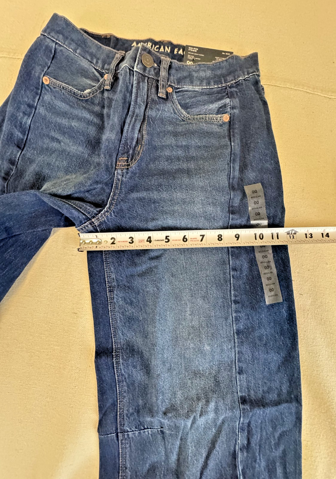 American Eagle Womens Dreamy Drape Barrel Mid Rise Blue Strigid Jeans NWT