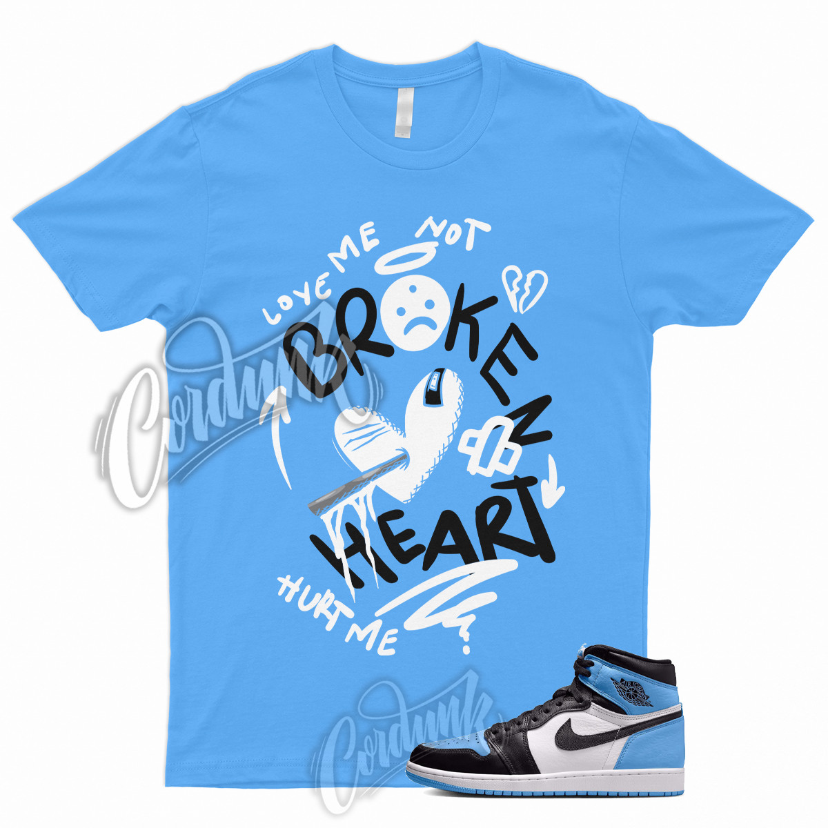 BROKEN Shirt to Match 1 Retro High OG UNC Toe University Blue 2 3 4 5 6 7 12 13