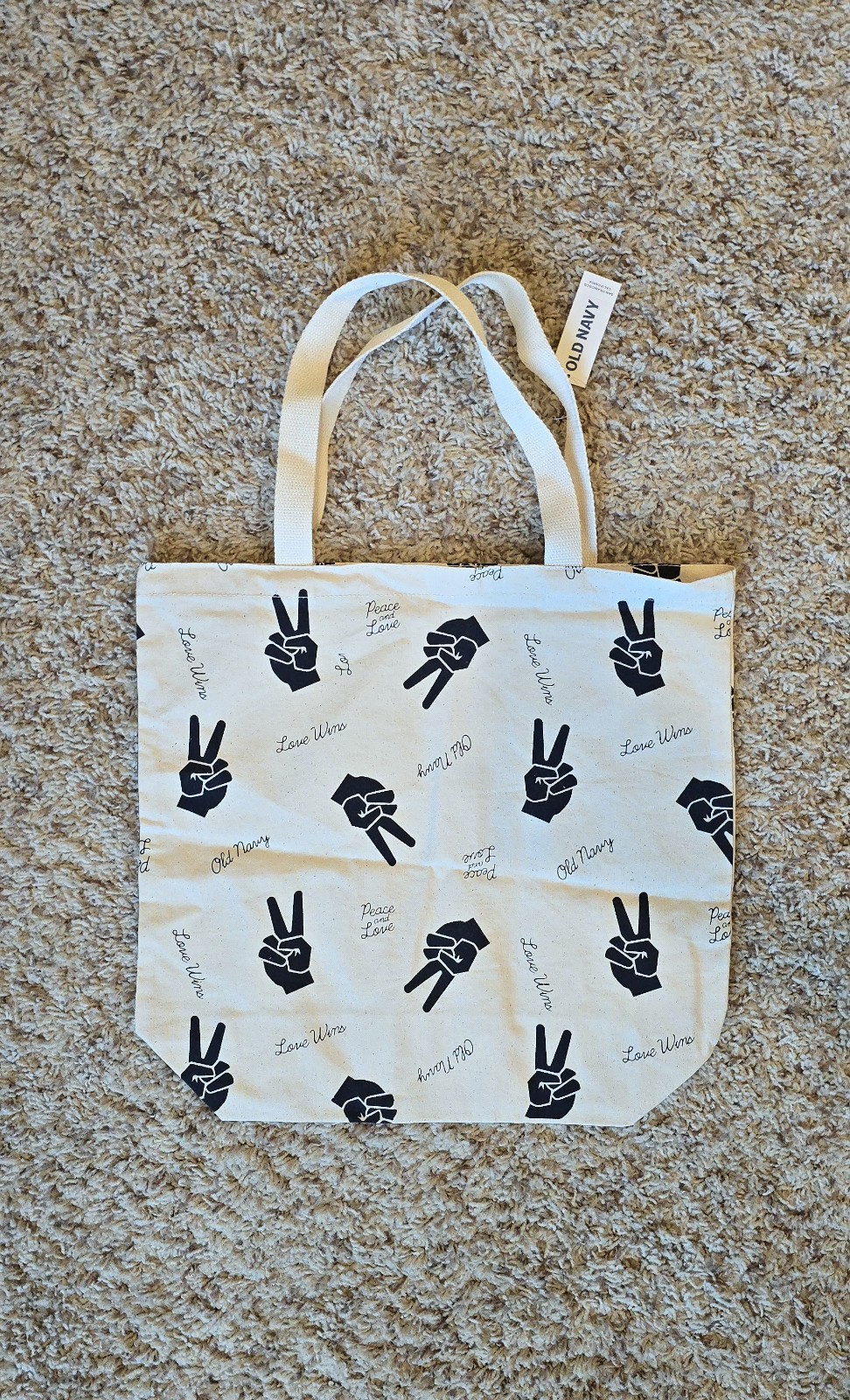 Old Navy Peace Tote Bag – Recycled Material – NWT