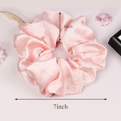 Oversized Satin Scrunchies for Women – 2 Pack Extra Large Hair Ties Accessories,