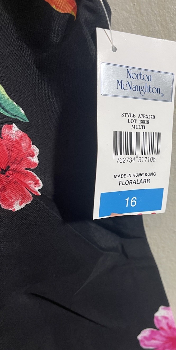 Vtg Norton McNaughton Blouse Sz 16 Hawaiian Tropical Rayon floral print Vibrant