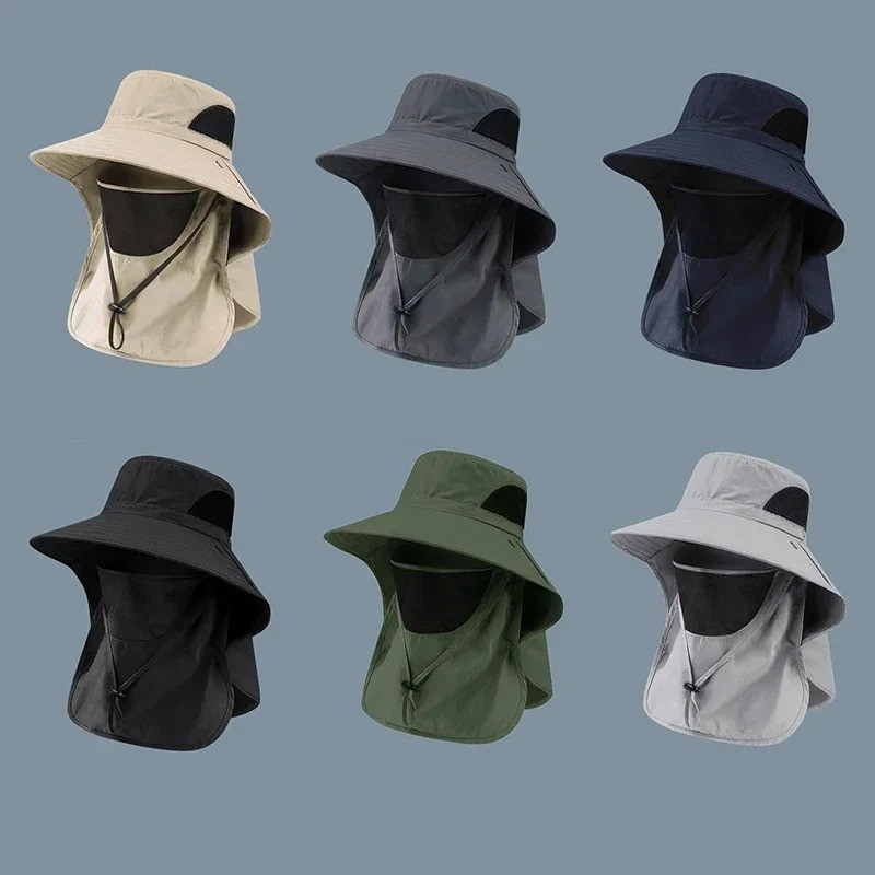 Wide Brim Sun Hat UV Protection Bucket Cap Hiking Camping Fishing Neck Flap