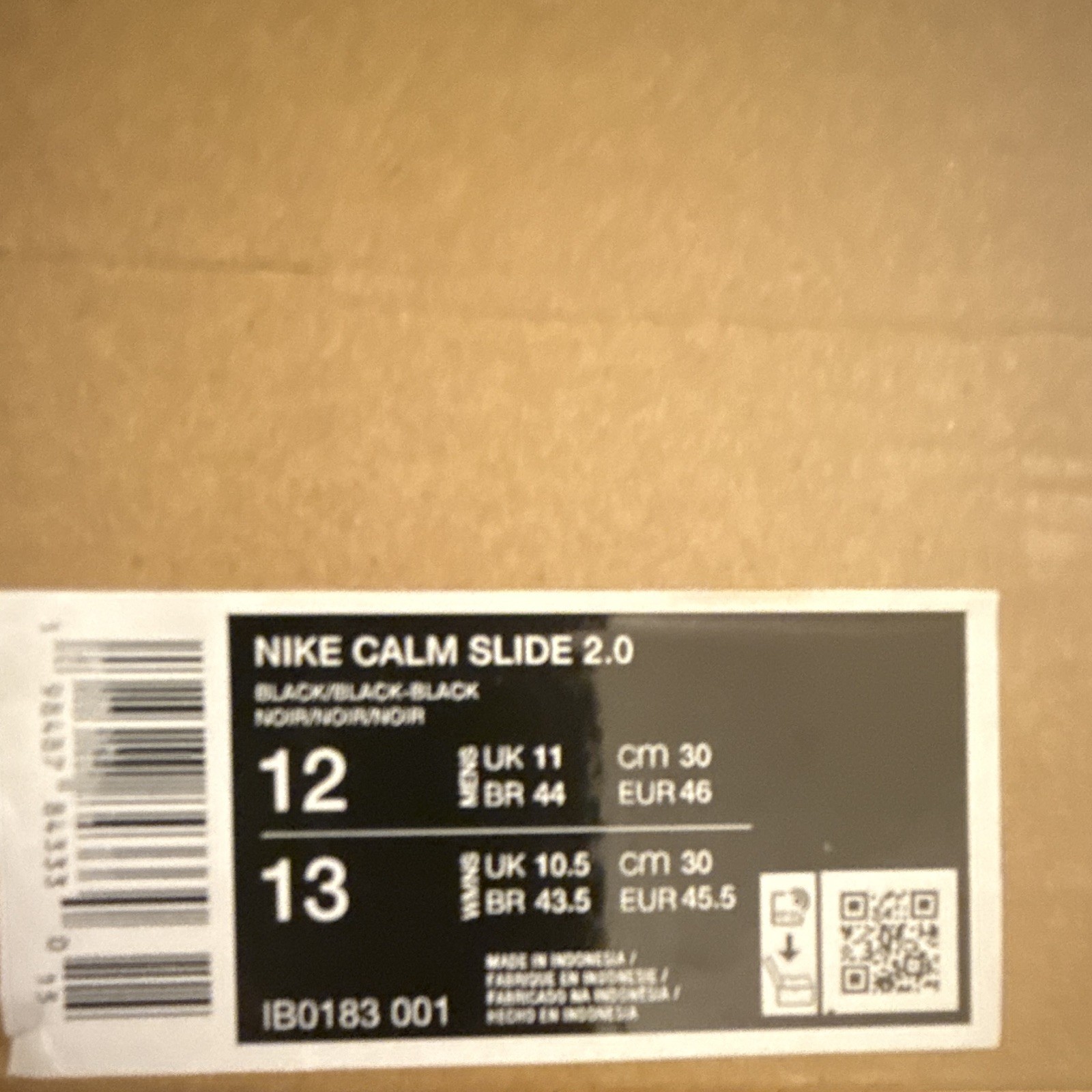 Nike Calm Slide 2.0 Black Men’s Rubber Slip-On Sandals US 12 EU 46 IB0183-001