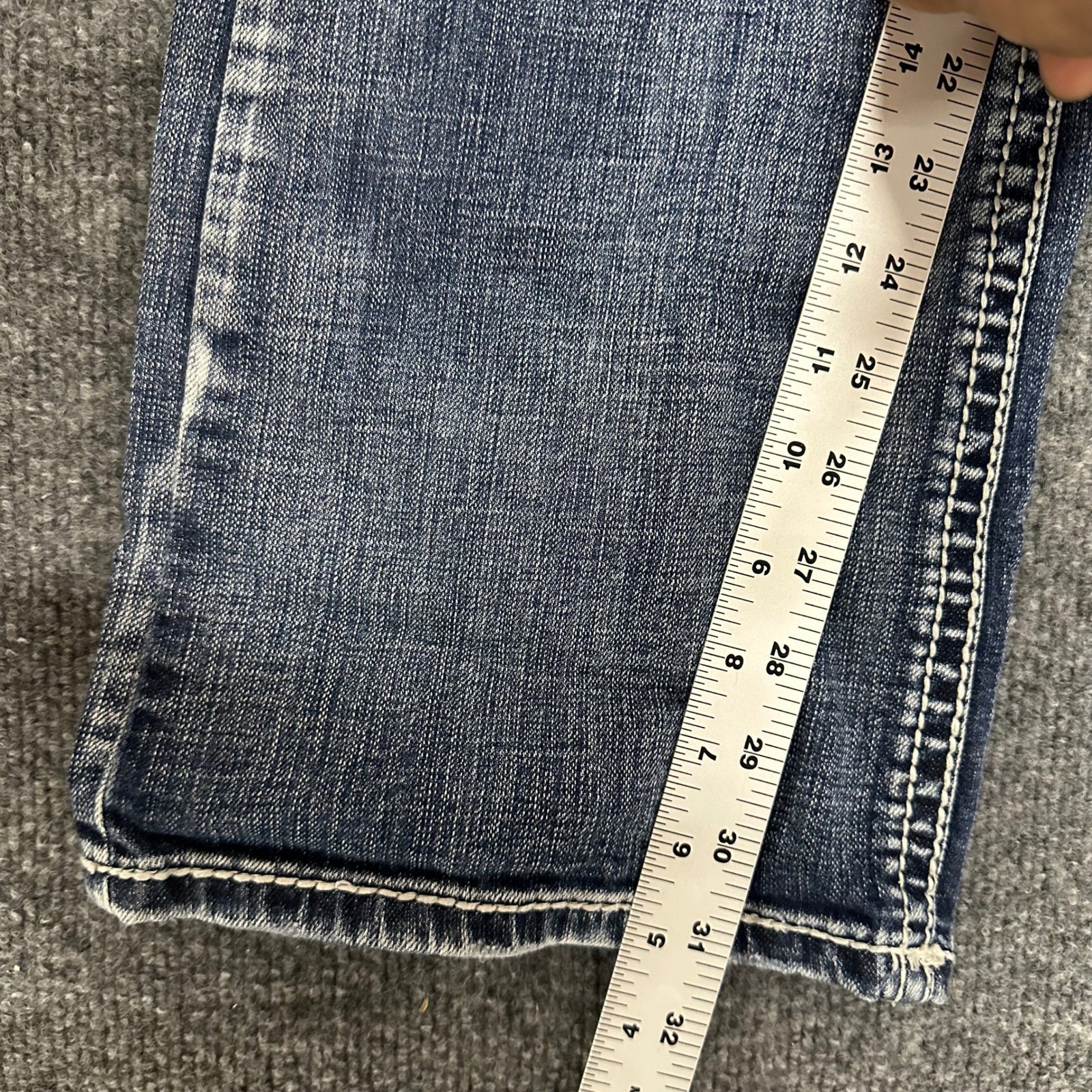 Live Hard Jeans Womens Size 32 Blue Bootcut Thick Stitch Embroidered Flap Pocket