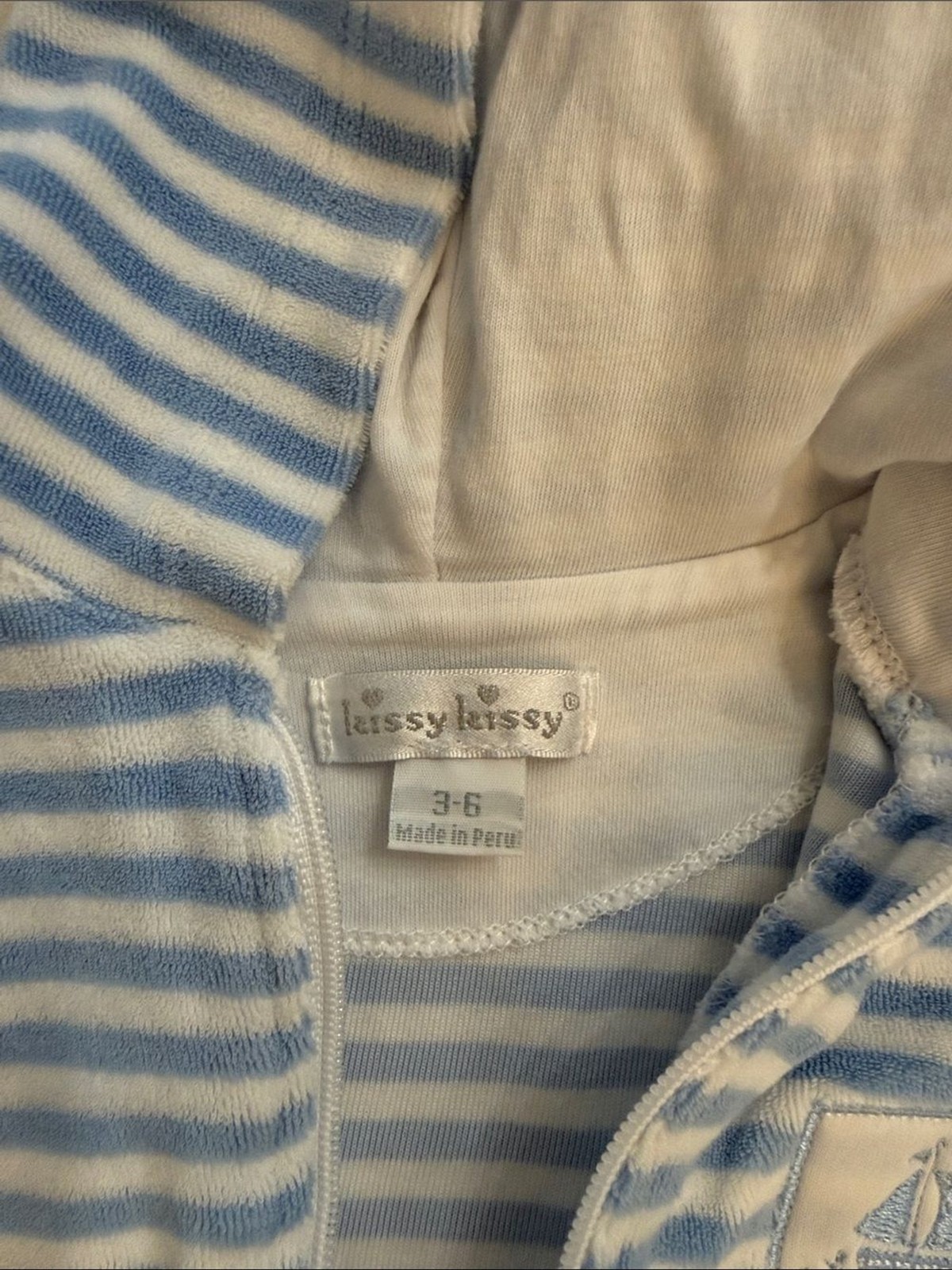 Kissy Kissy Limited Edition Cabana Terry Stripes Light Blue Romper