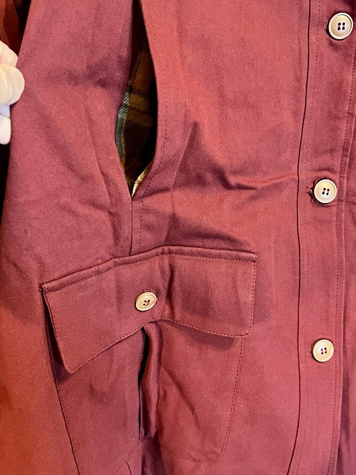 Women’s Brick Red Barn Jacket w Corduroy Collar/Cuffs Women’s Sz L New