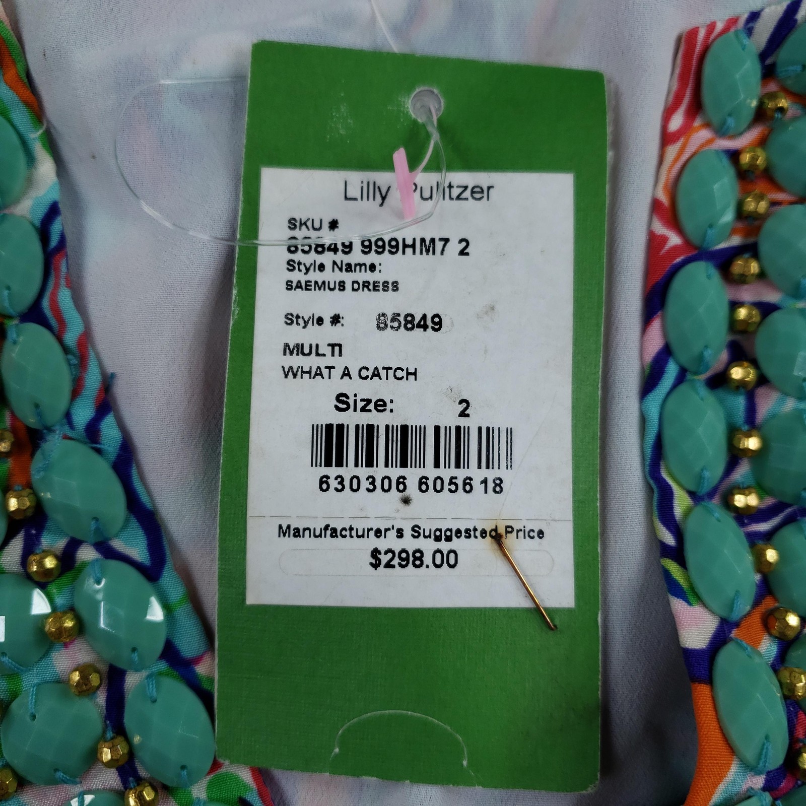 Lilly Pulitzer Dress Womens Size 2 Multicolor Shift Silk Chiffon Beaded