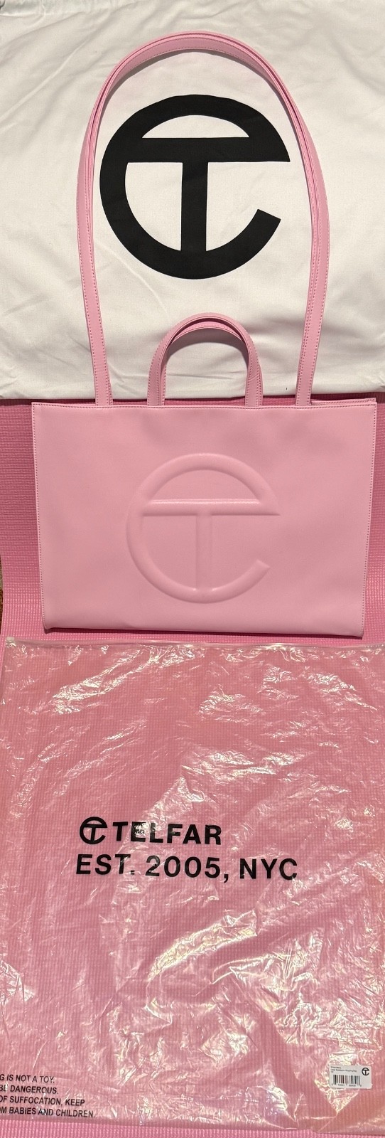 Telfar LARGE BUBBLEGUM Shopping Bag (used once) & Original Dust Bag. TF-012-BG-L