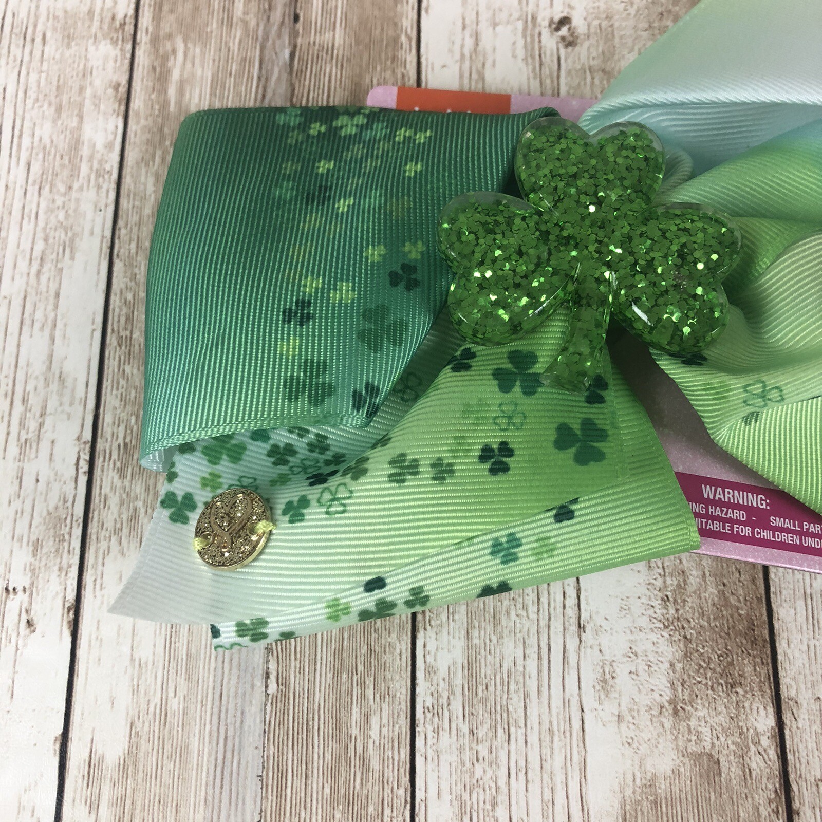 JoJo Siwa Hair Bow St Patrick Day Glitter Shamrock Green Alligator Clip New