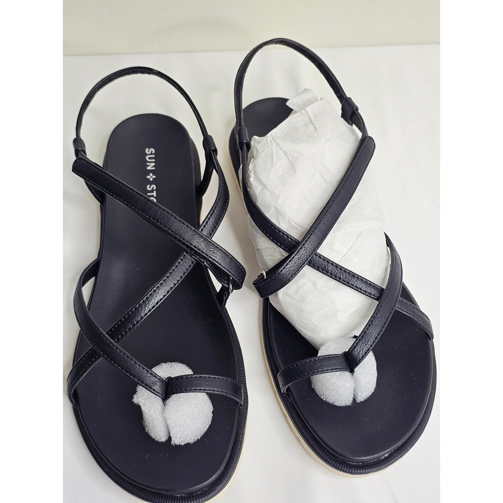 NIB Sun & Stone 8.5 Gladiator Boho Faux Leather Strappy Sandals