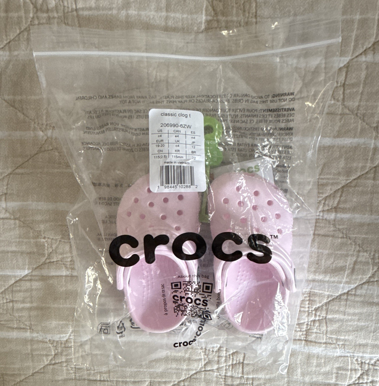 Crocs Classic Clog Infant Kids Pink US 4 (C4/EU 19-20) Rubber Slip-On Strap