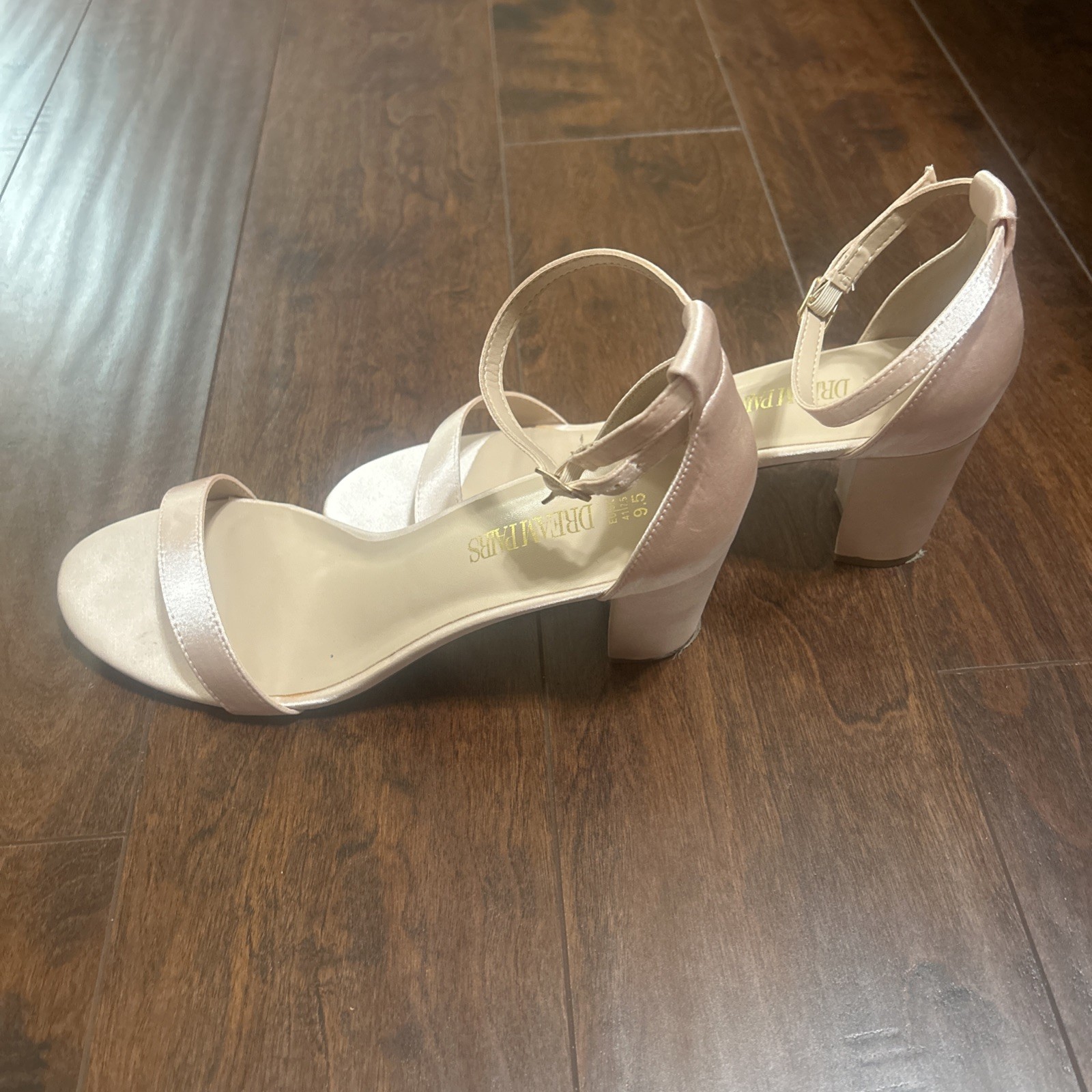 Dream Pairs Pink Satin Block Heels With Ankle Strap In Size 9.5