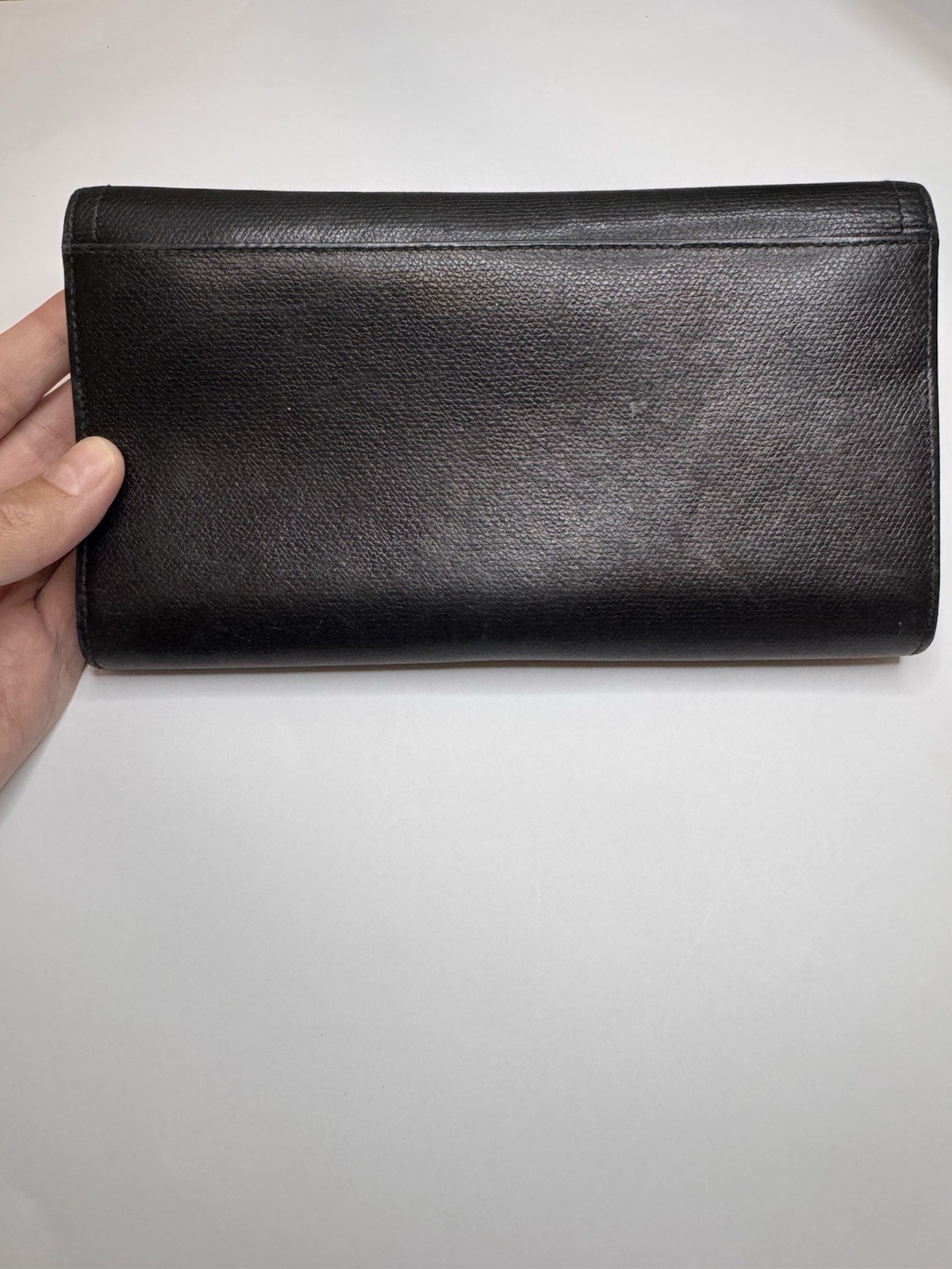 Vintage Coach Black Tri-Fold Clutch Wallet Organizer, Snap & Zip Coin Pocket