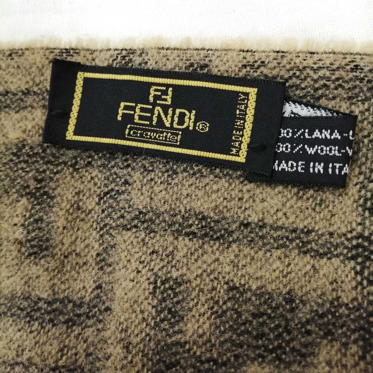 FENDI Zucca pattern wool muffler Beige X Black Used