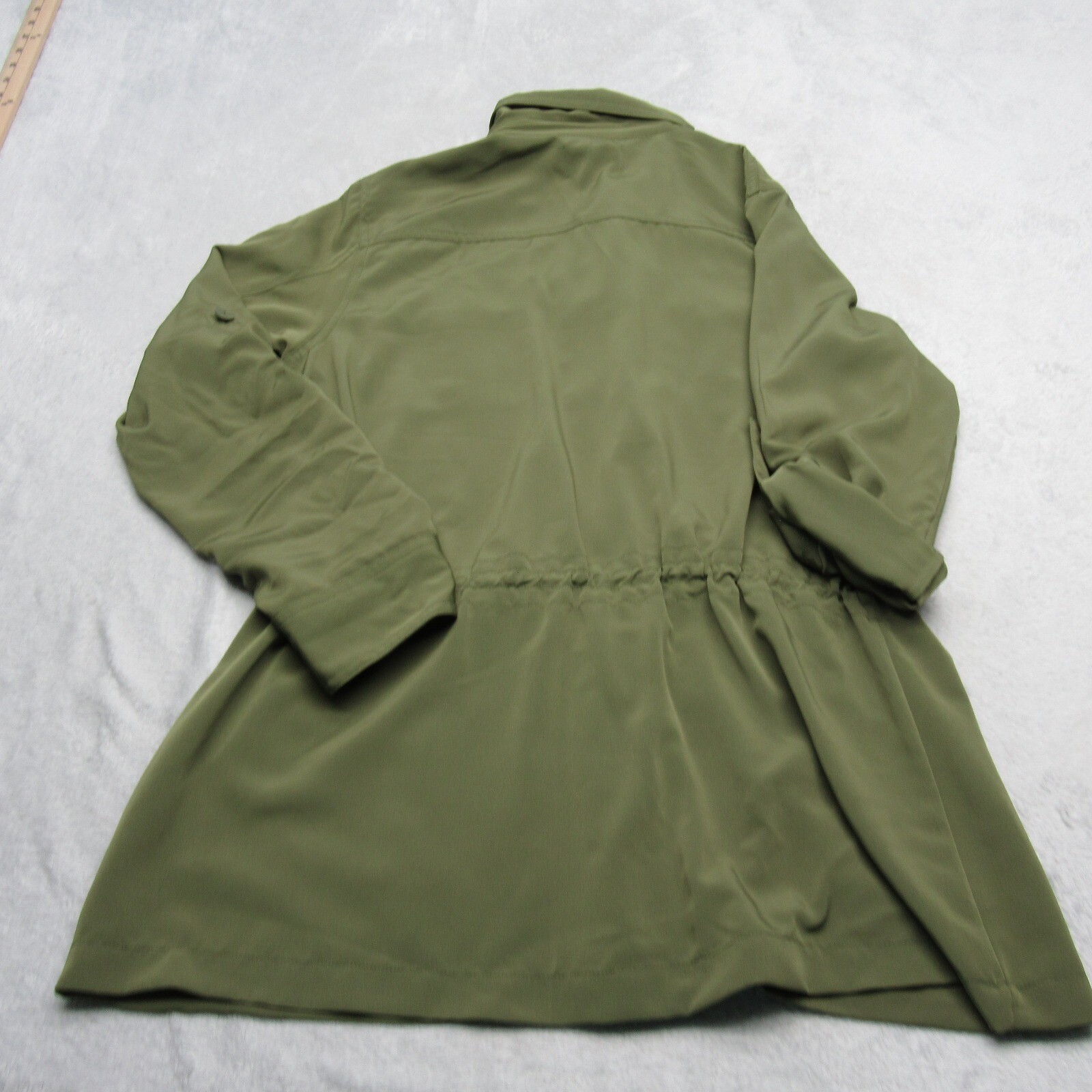 Chaps Denim Utility Jacket Womens Medium Green Lightweight Roll Tab Sleeve NEW