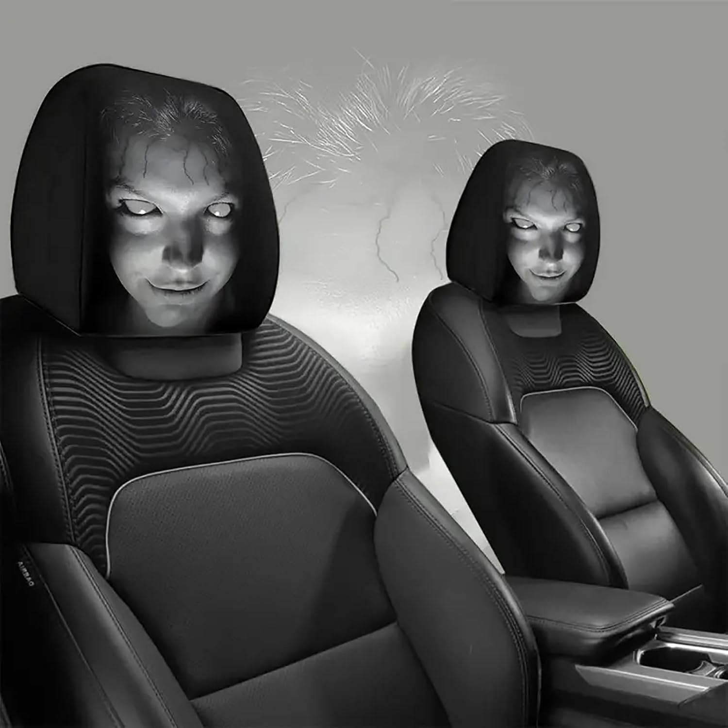 2/4Pcs Car Headrest Covers With Funny Cartoon Print,For Auto Interior Decoration