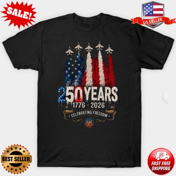 USA 250 Years Shirt, Patriotic Jet Fighter Tee T-Shirt, S to 5XL FREE SHIPPING