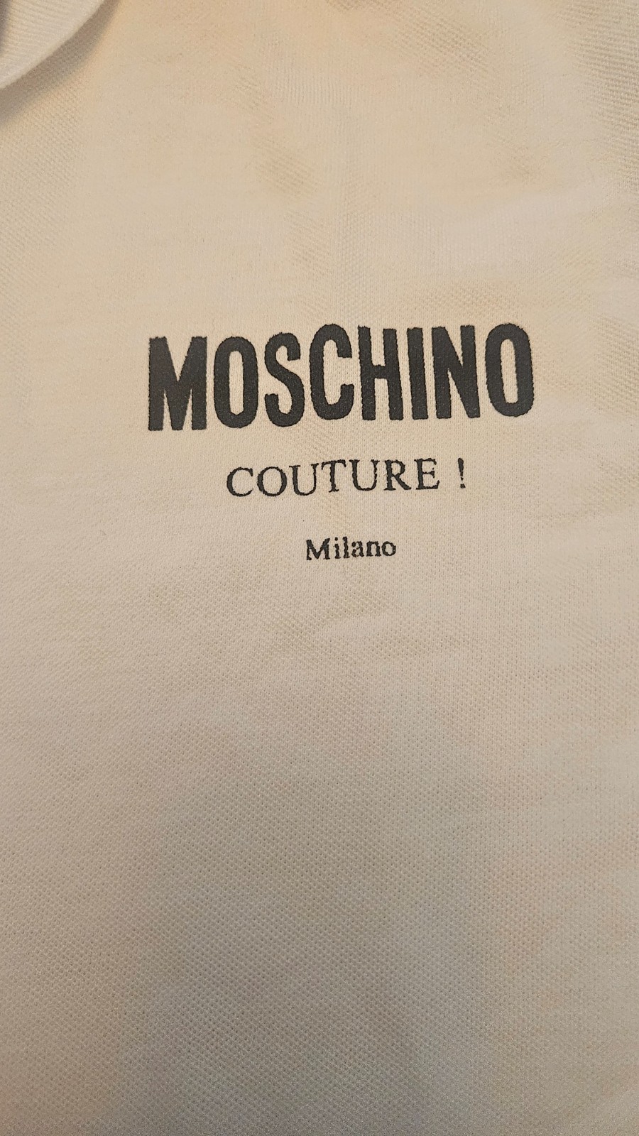 MOSCHINO Couture Milano Logo Polo Shirt White Mens Size Small IT 46, USA 36 NWT