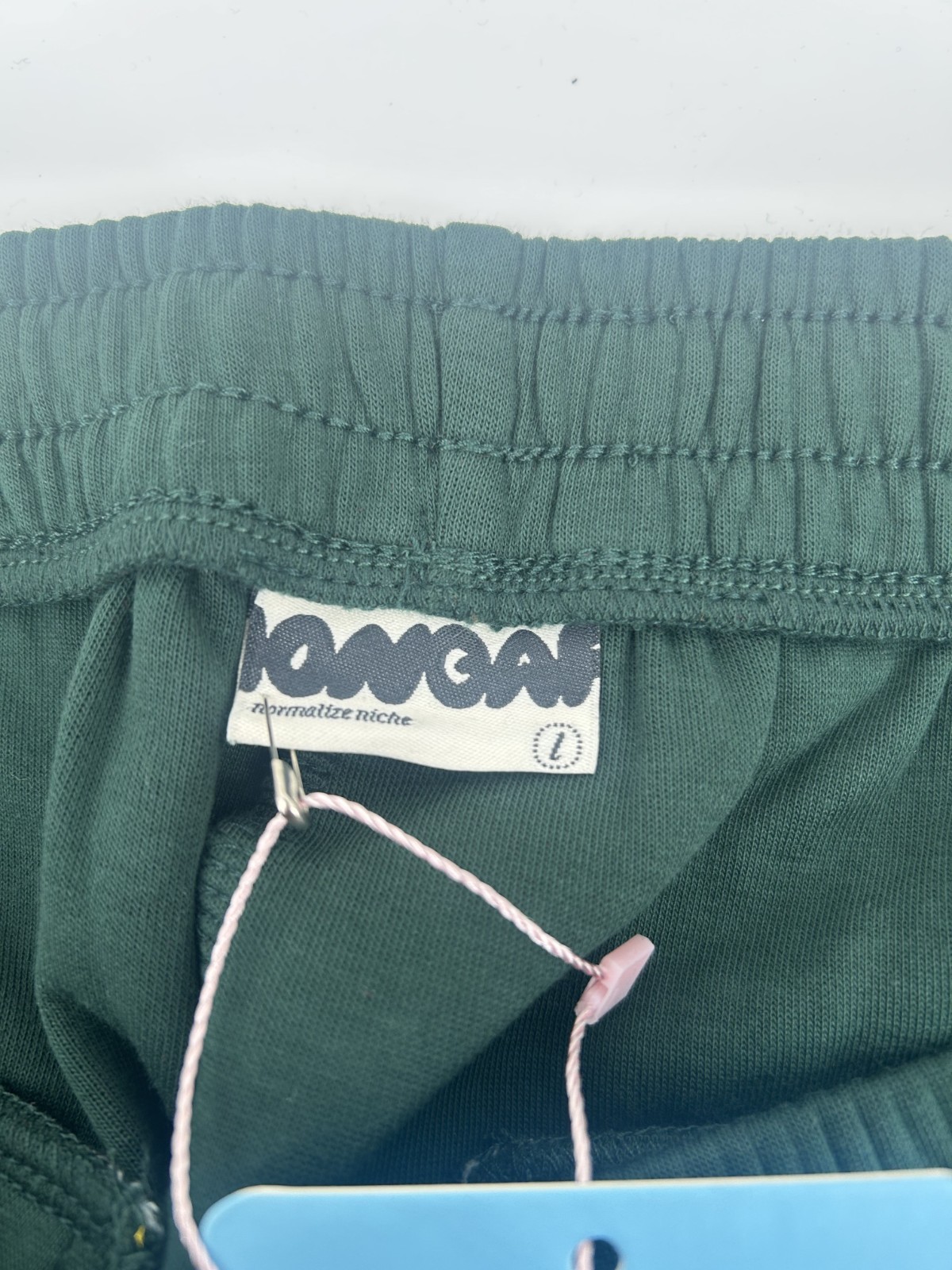 Iongaf Dotted Pocket Lining Sweaty Sweatpants Large Size Green