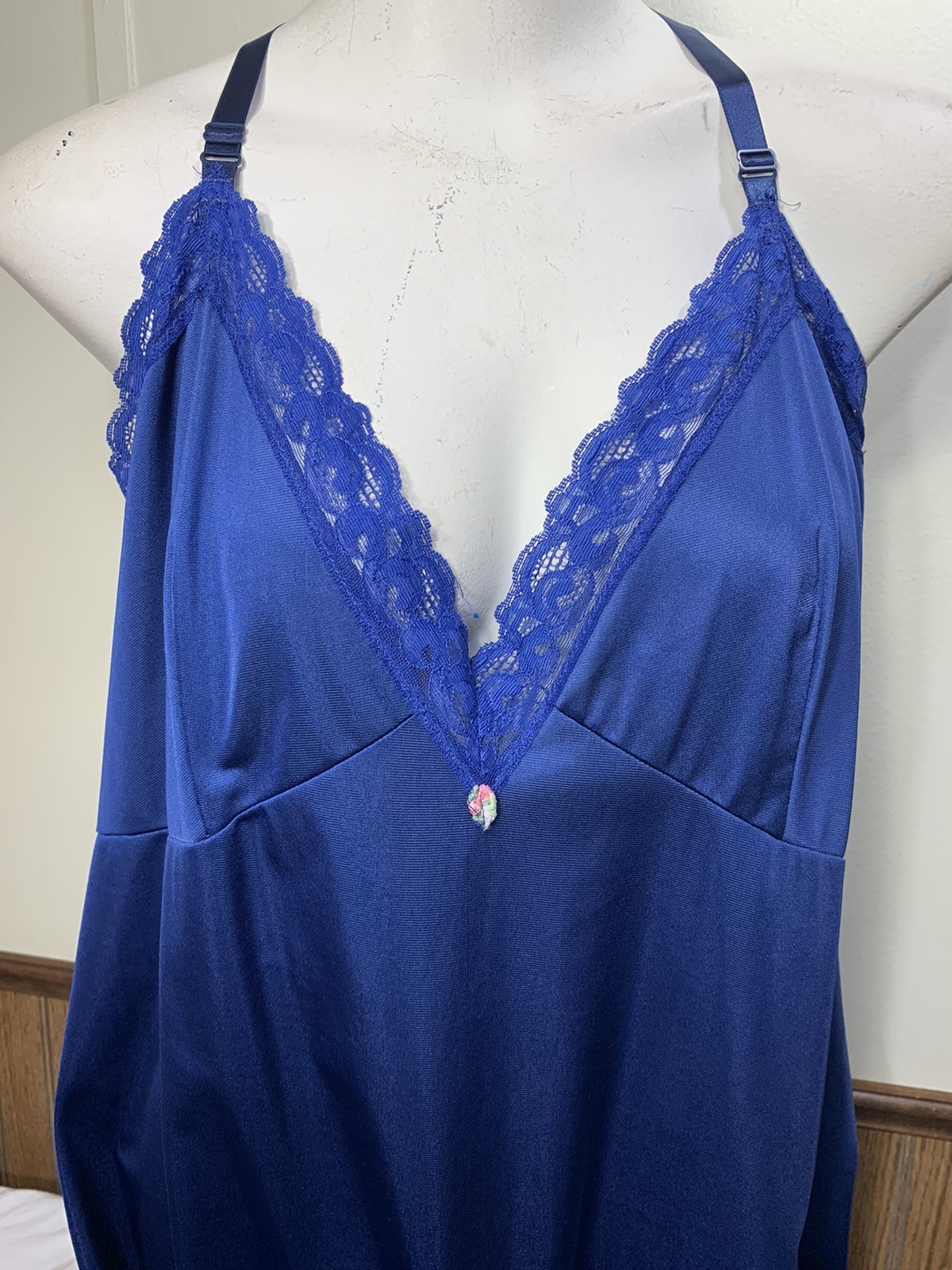 Nylon Slip Dress Plus XXL Size 54 Ribbon Bow Lace Tiered Prairie Ruffle