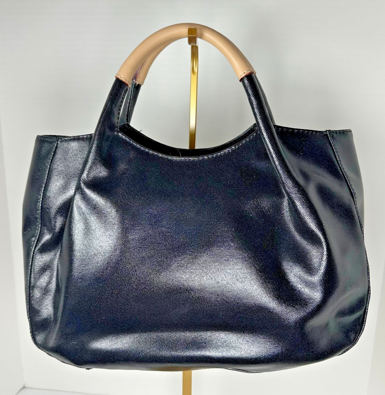 KATE SPADE FULTON TREESH STREET HANDBAG BLACK COATED CANVAS AND LEATHER SATCHEL