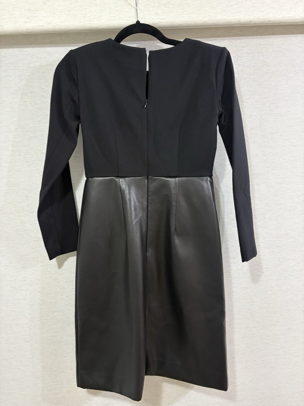 Ann Taylor Half Leather Black Sheath Dress Size 0