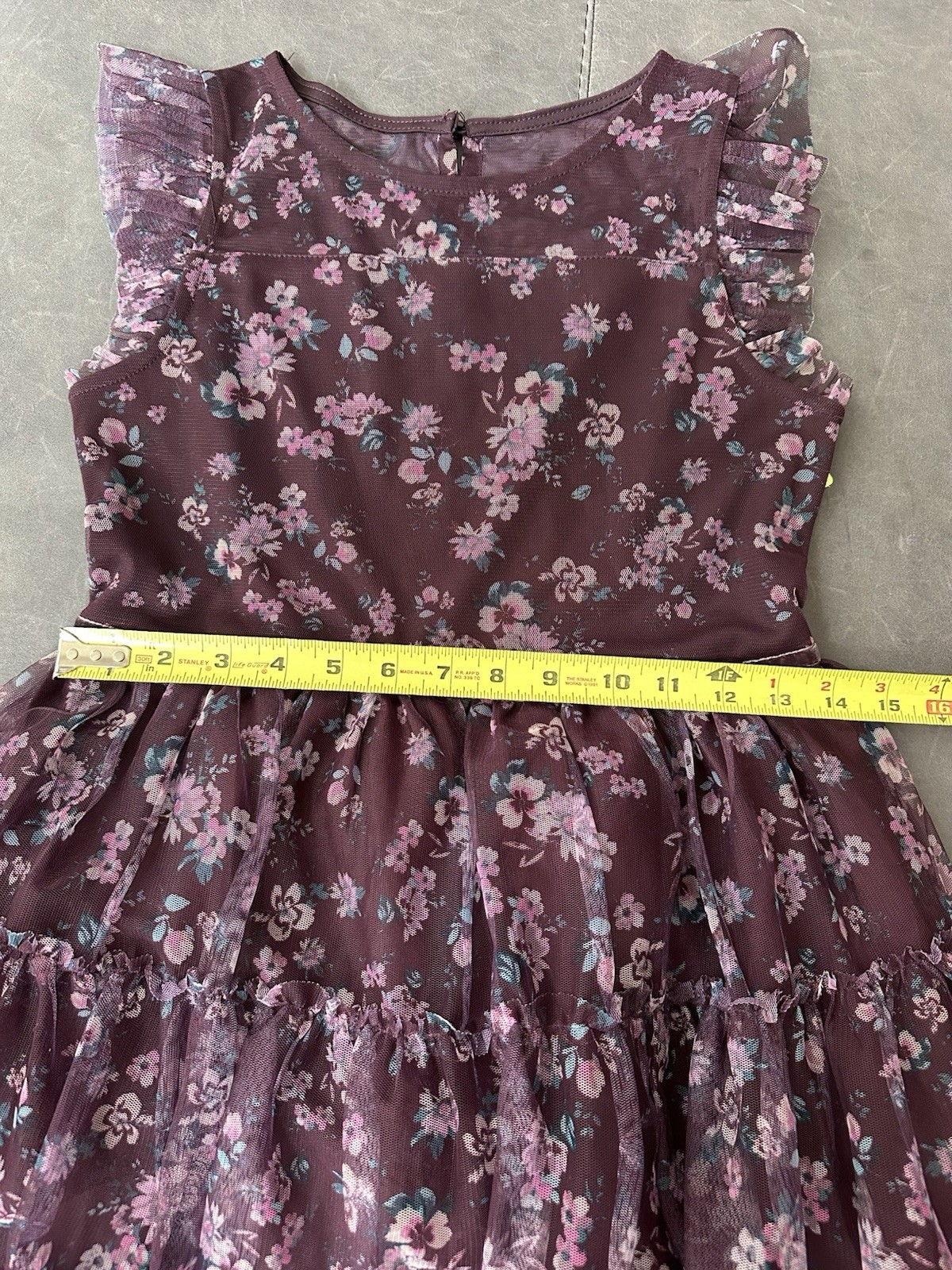 EUC Zenzi Floral Lined Tiered Dress Purple Wedding Flower Girl Large 10/12