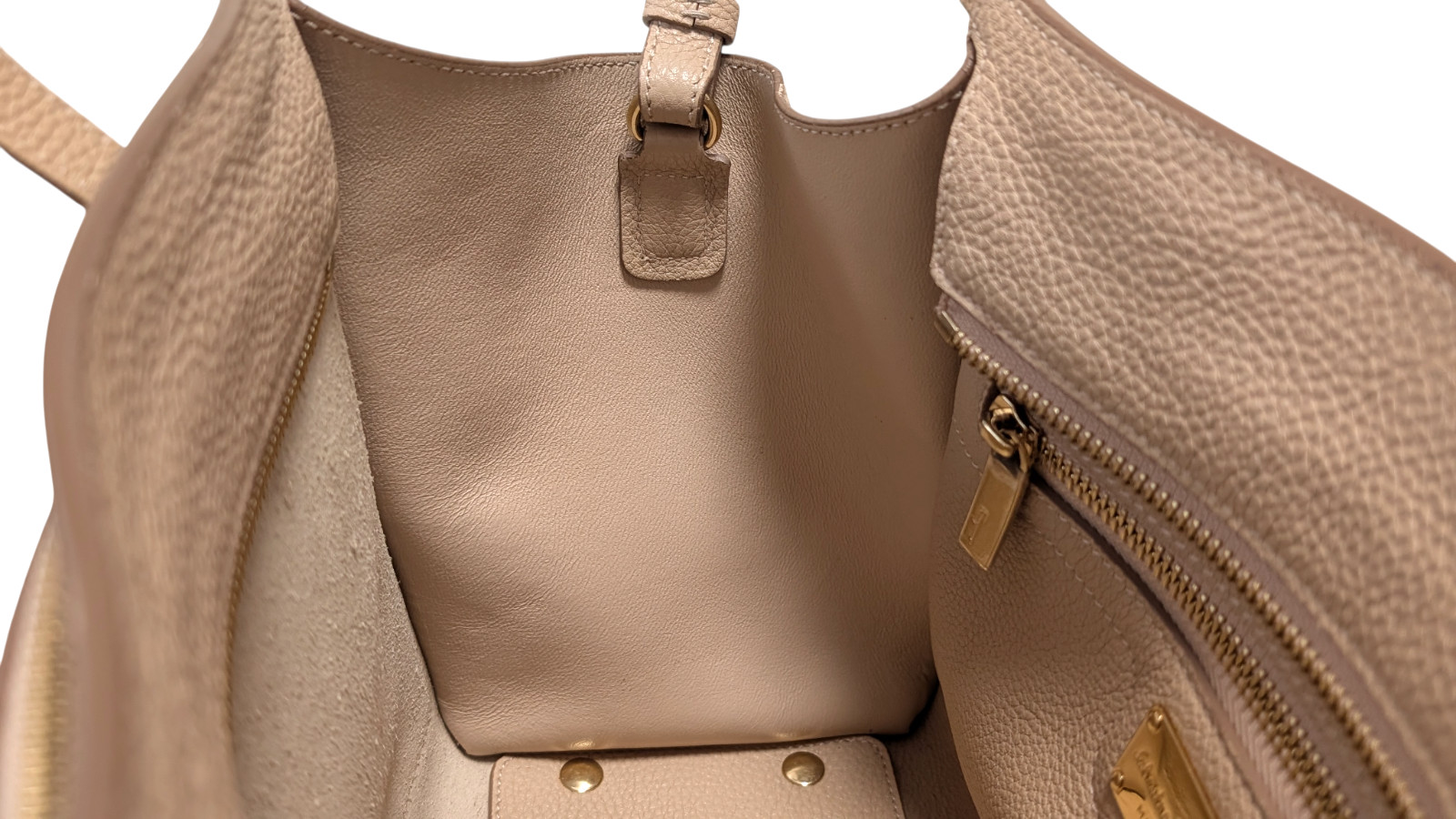 Salvatore Ferragamo Shoulder Hand Bag AMY Gancini Leather Pink Beige