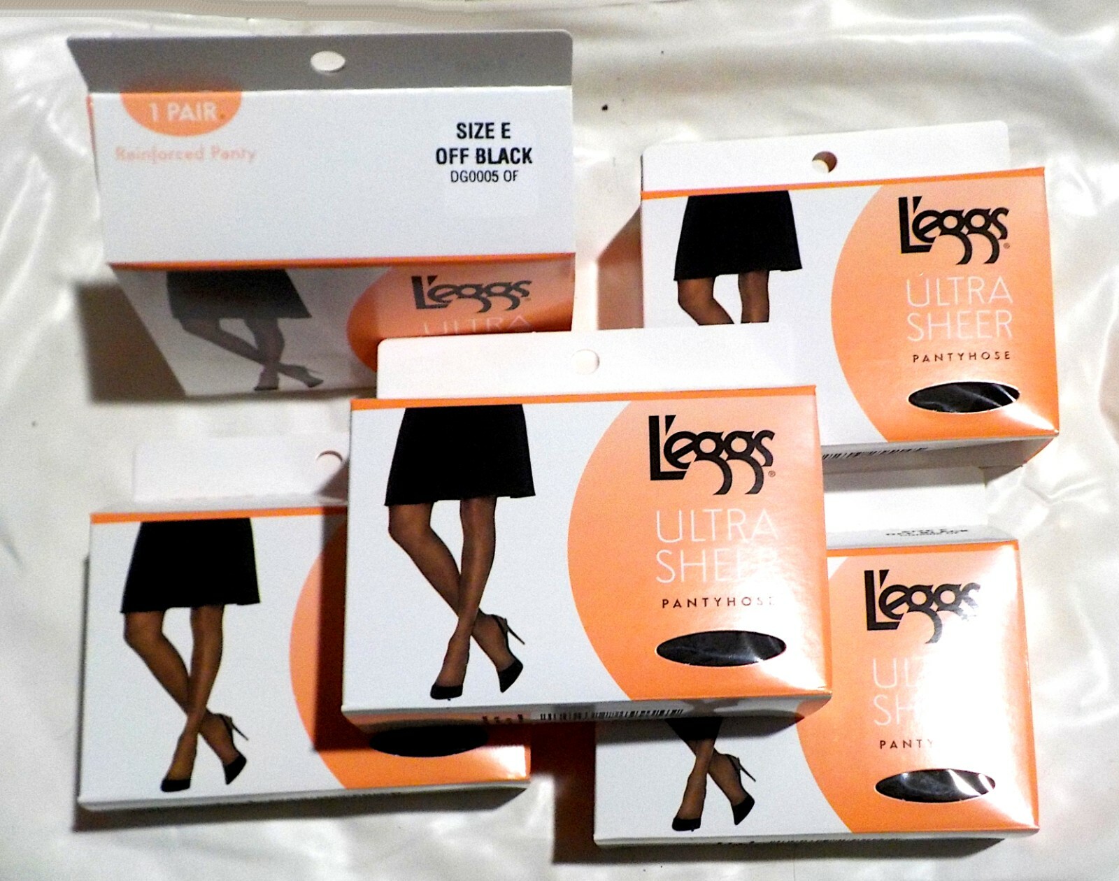 5-Pair Hose New Pantyhose L’eggs Ultra Sheer Reinforced-Panty DG0005 Off-Black E