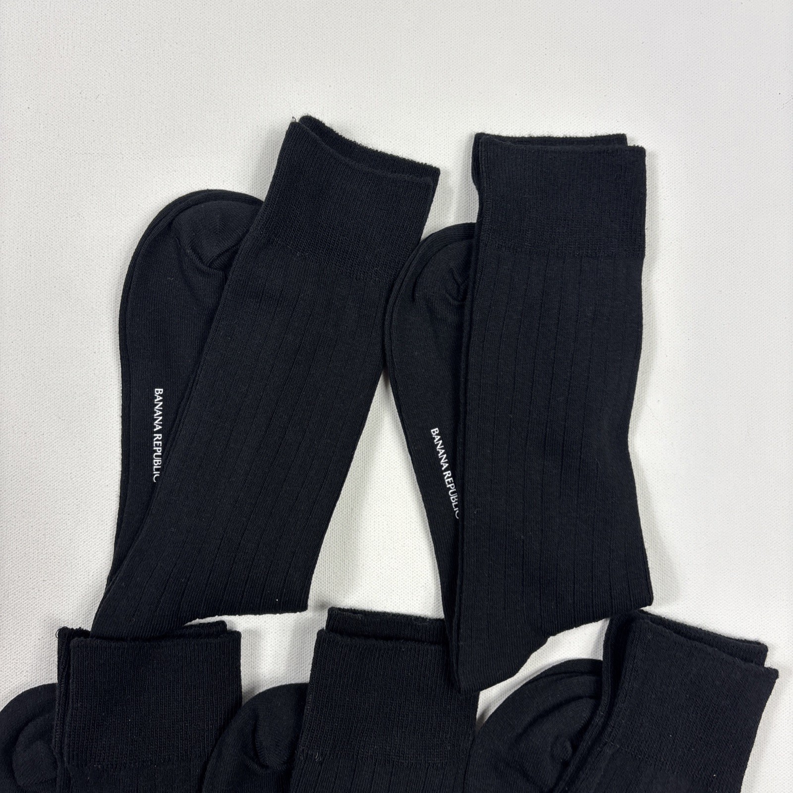 Banana Republic Men’s Dress Sock 5pk Black Crew Fit Ribbed Cuff Size 7 to 12