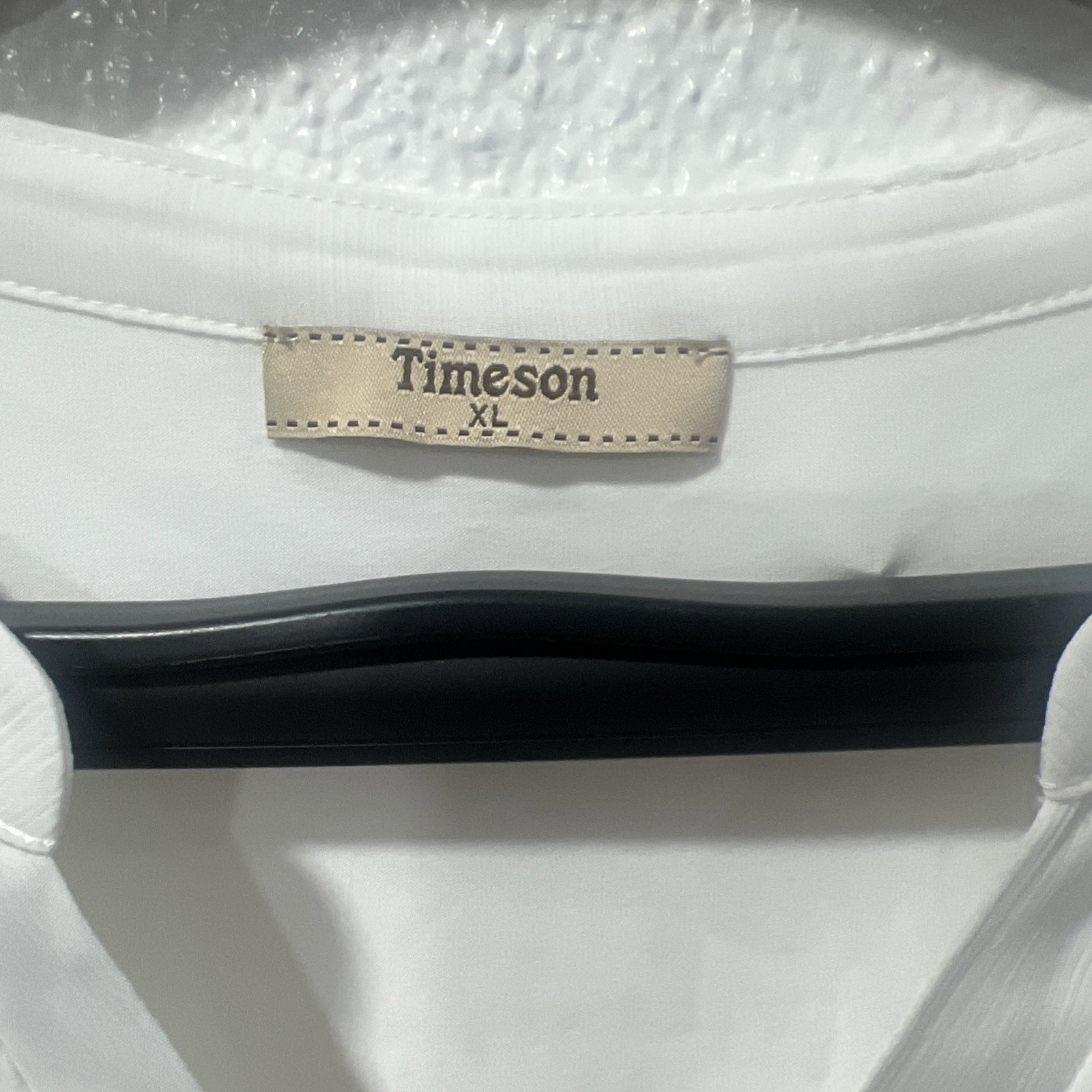 Timeson~ Sheer V Neck White Blouse~Long Sleeved With Roll Up Option~Sz XL