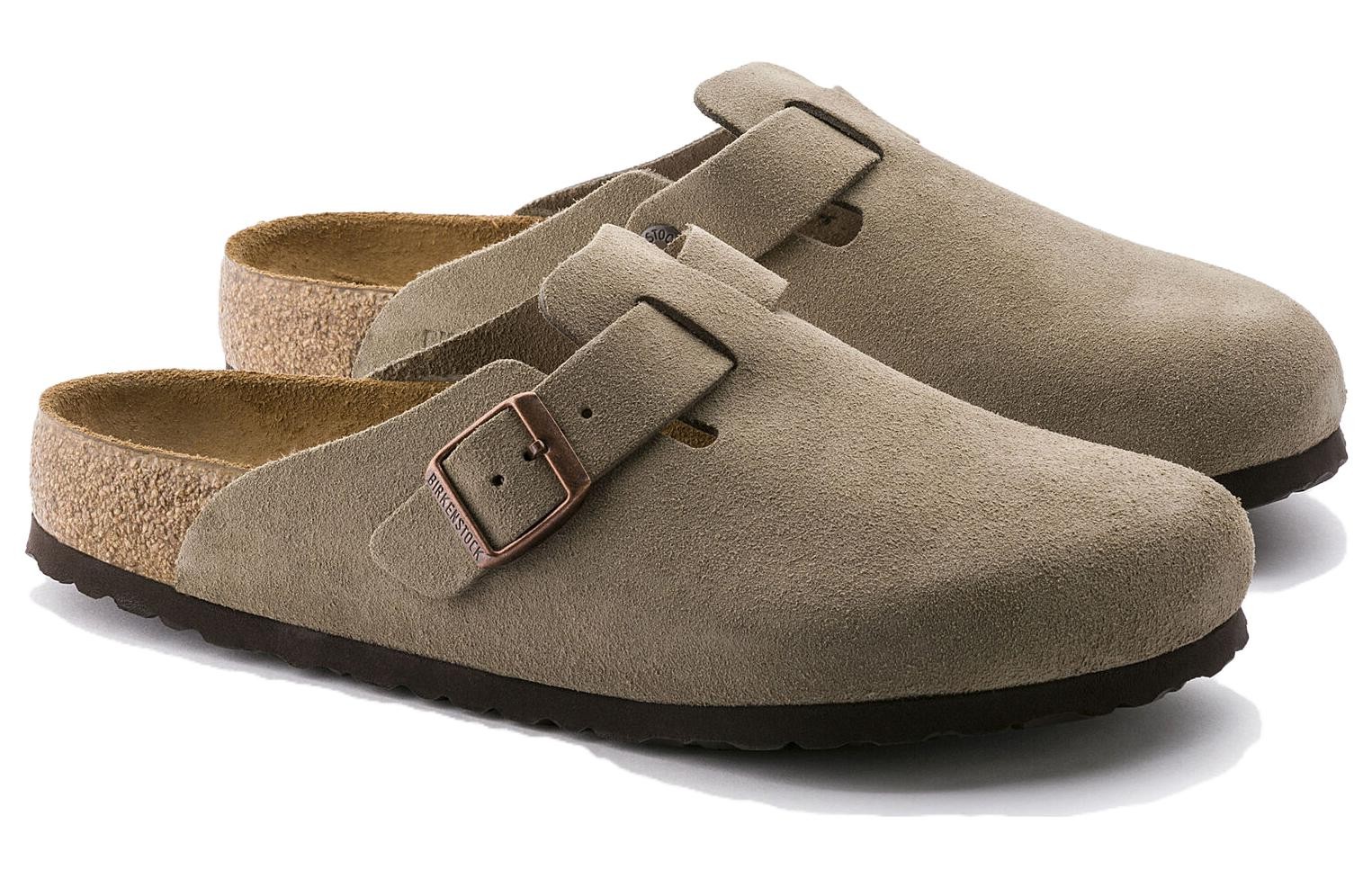 New Birkenstock Boston Suede Leather Soft Footbed Taupe