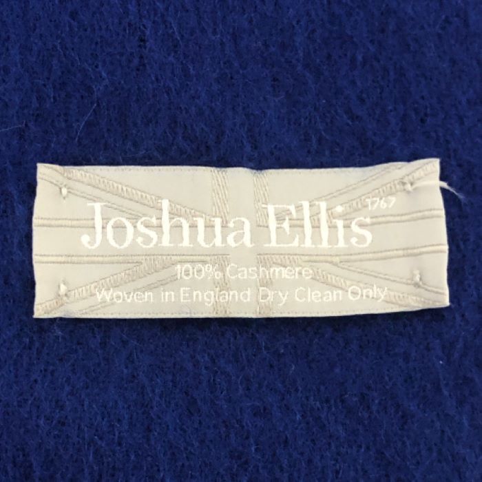 Joshua Ellis Cashmere Large Stole Blue Check Pattern Knee Blanket [Used]