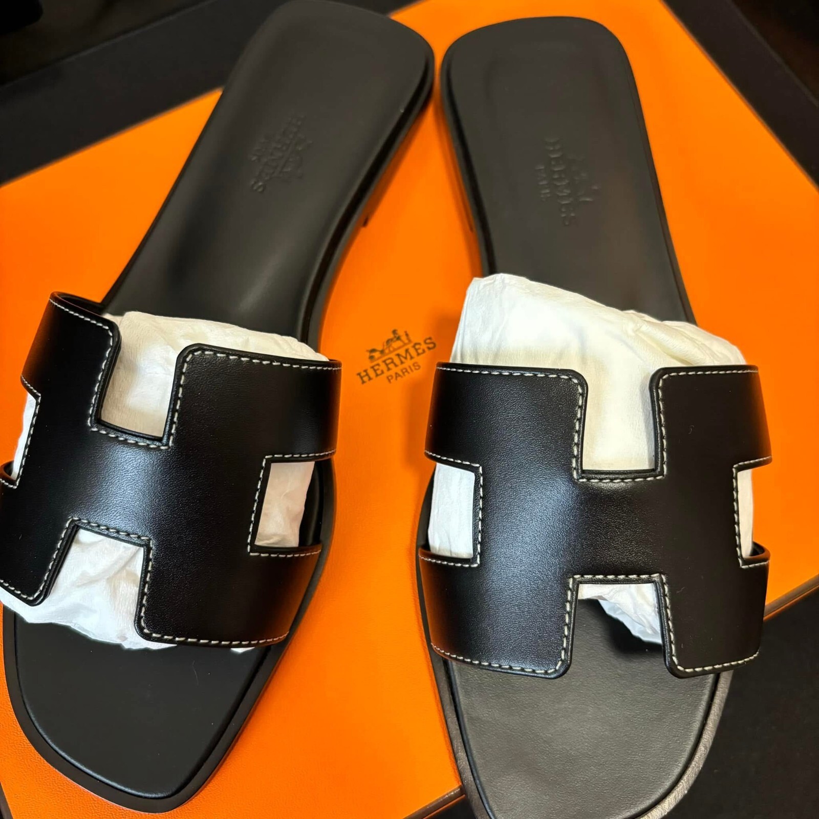 Brand New Auth Hemres Oran Sandals Black Noir Multiple Sizes 37 38 39 40 41