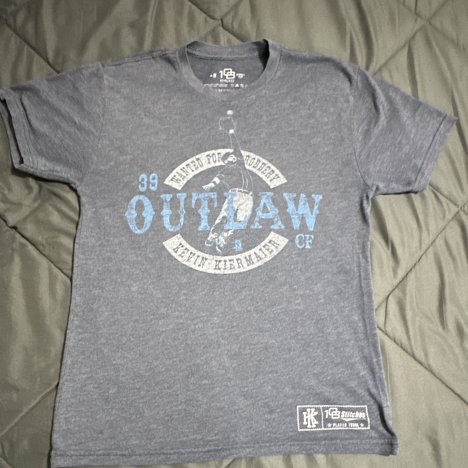 108 Stitches Kevin Kiermaier Outlaw Gray Graphic T-Shirt Crew Neck S/S S