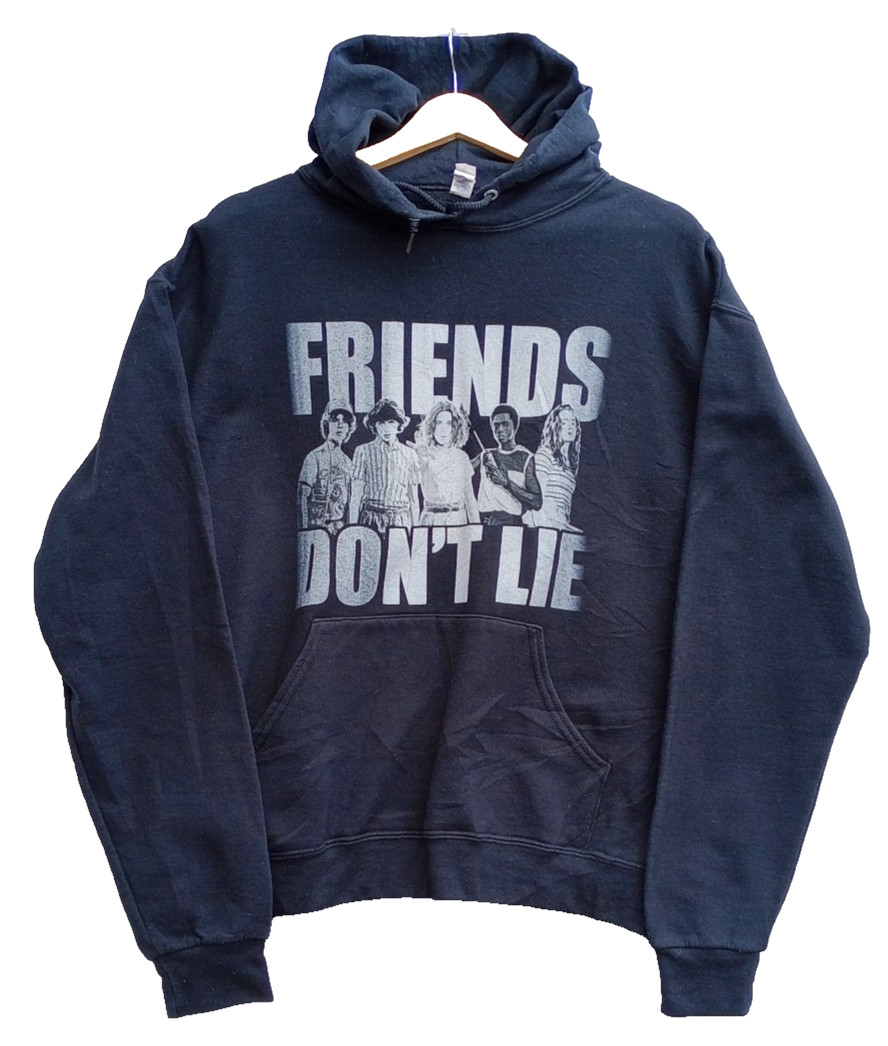 Stranger Things Hoodie Men’s UK Size M Black Jersey Hooded Pockets Poly/Cotton