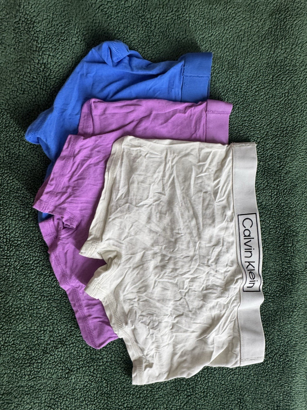 Calvin Klein Stretch Trunks 3-Pack, Blue Purple White, Size S
